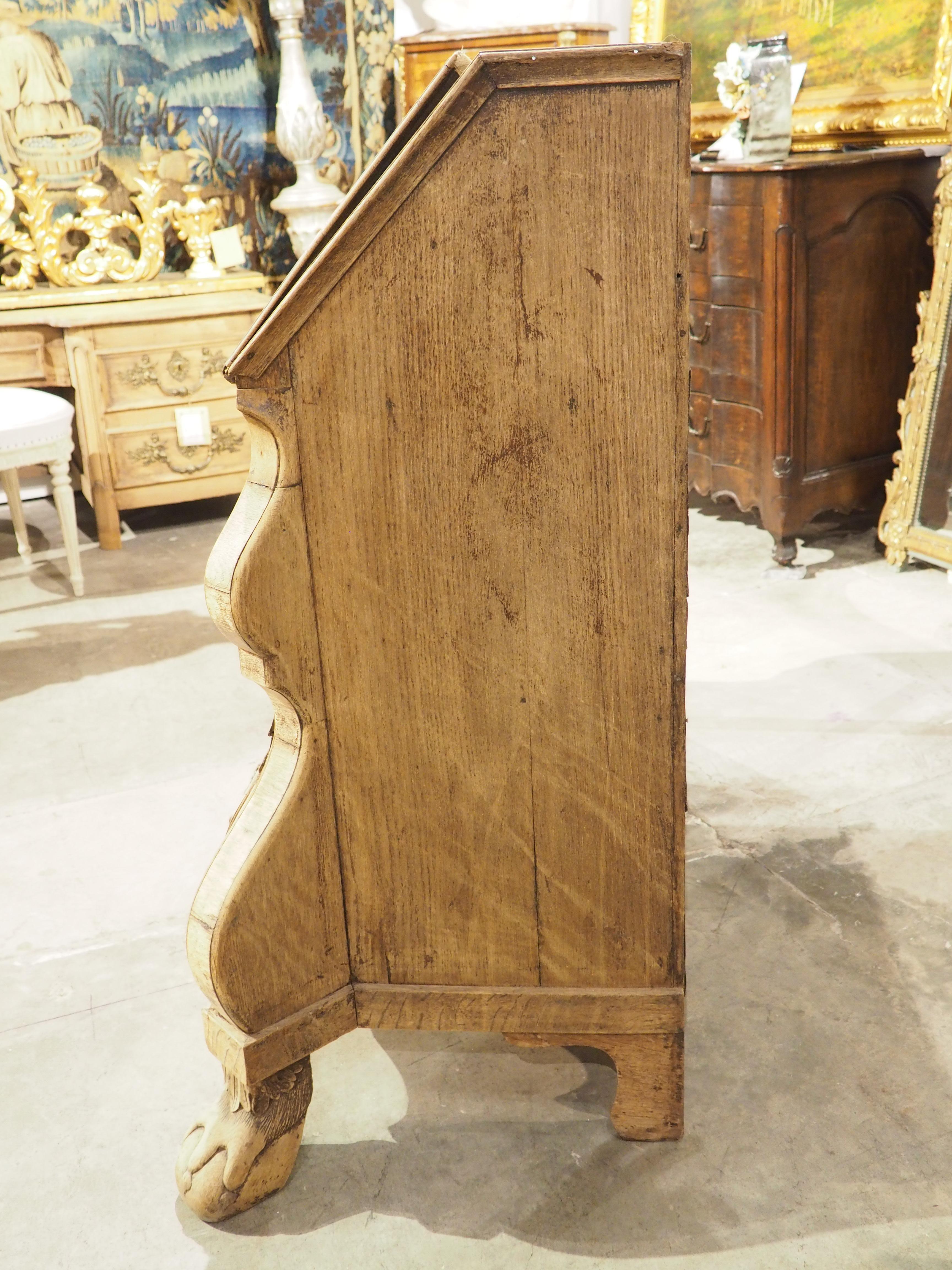 Antique Bleached Oak Drop Front Secretary Commode from Holland, Circa 1850 For Sale 11