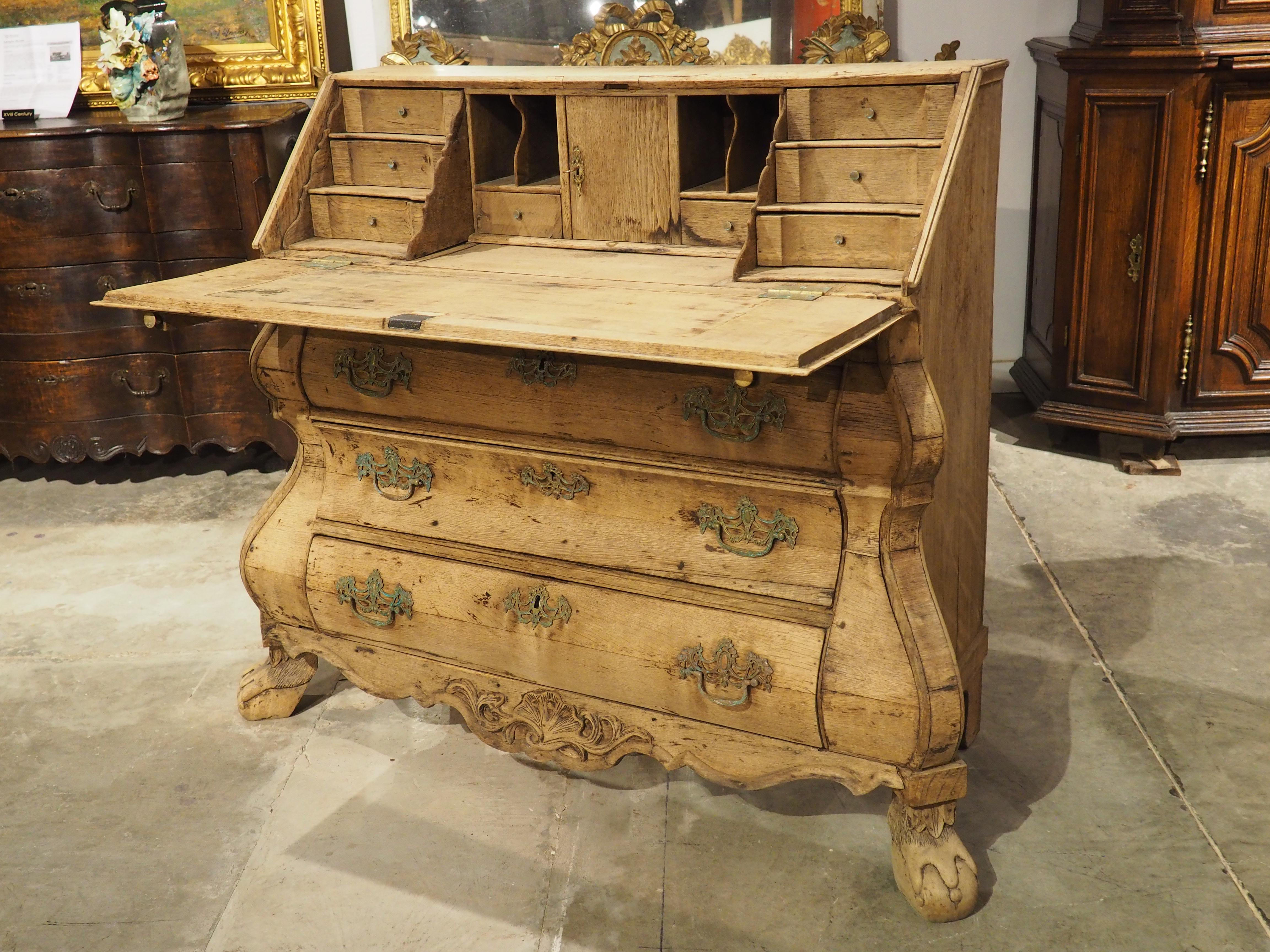 Antique Bleached Oak Drop Front Secretary Commode from Holland, Circa 1850 For Sale 13