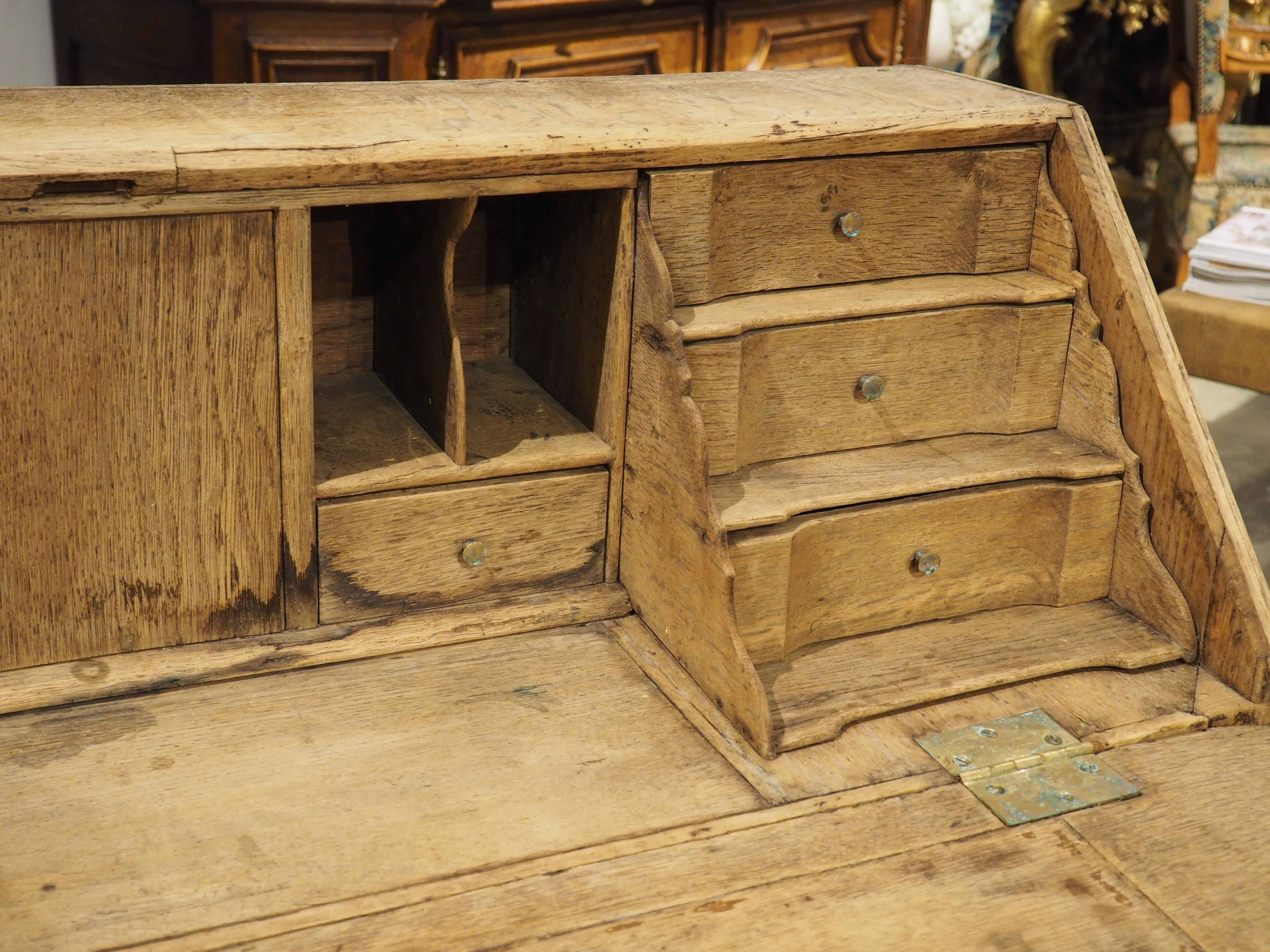Antique Bleached Oak Drop Front Secretary Commode from Holland, Circa 1850 For Sale 1