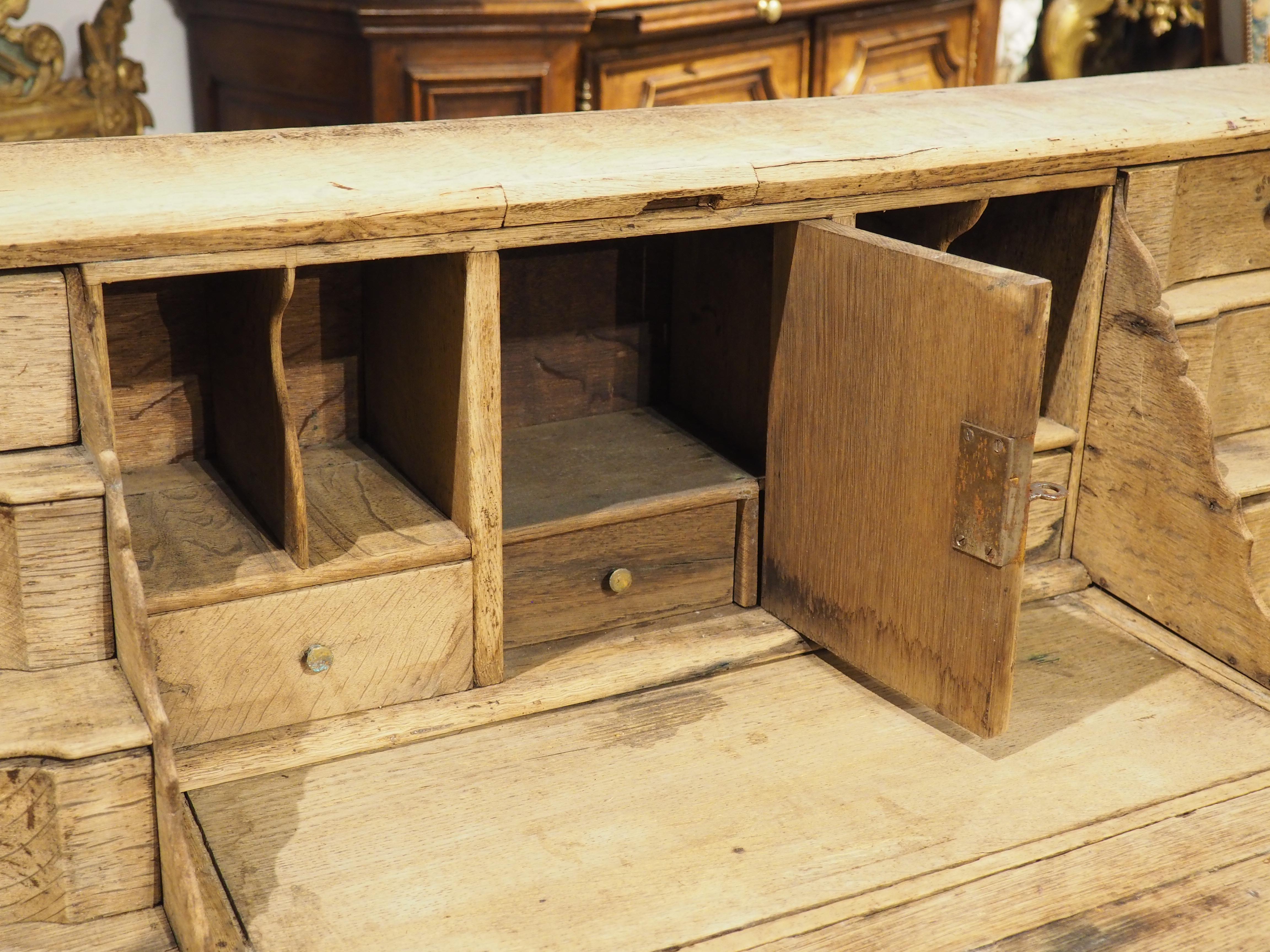 Antique Bleached Oak Drop Front Secretary Commode from Holland, Circa 1850 For Sale 2