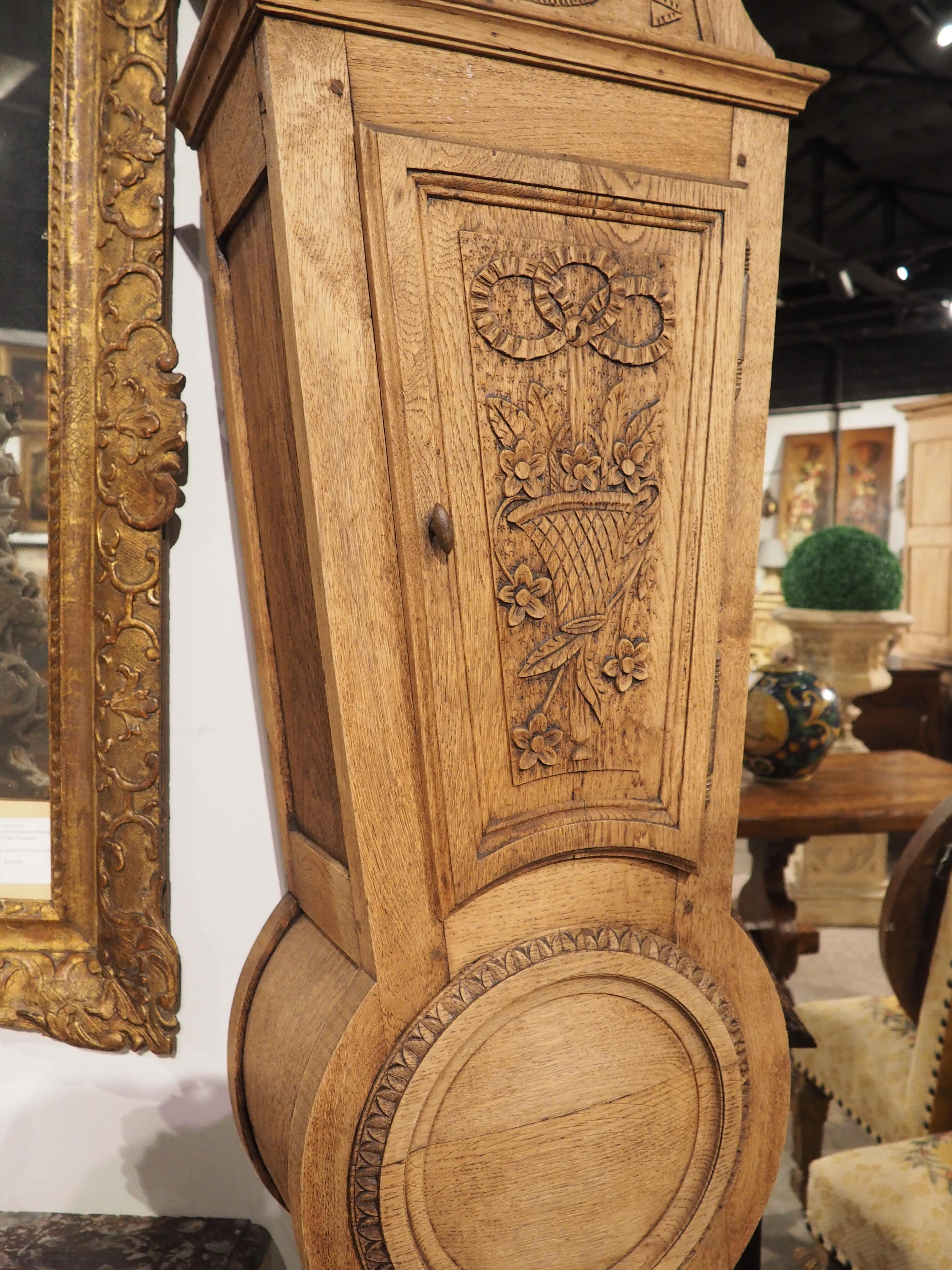 Antique Bleached Oak Louis XVI Style Demoiselle Clock Case, circa 1890 In Good Condition For Sale In Dallas, TX