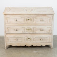 Ancienne commode secrétaire en chêne blanchi