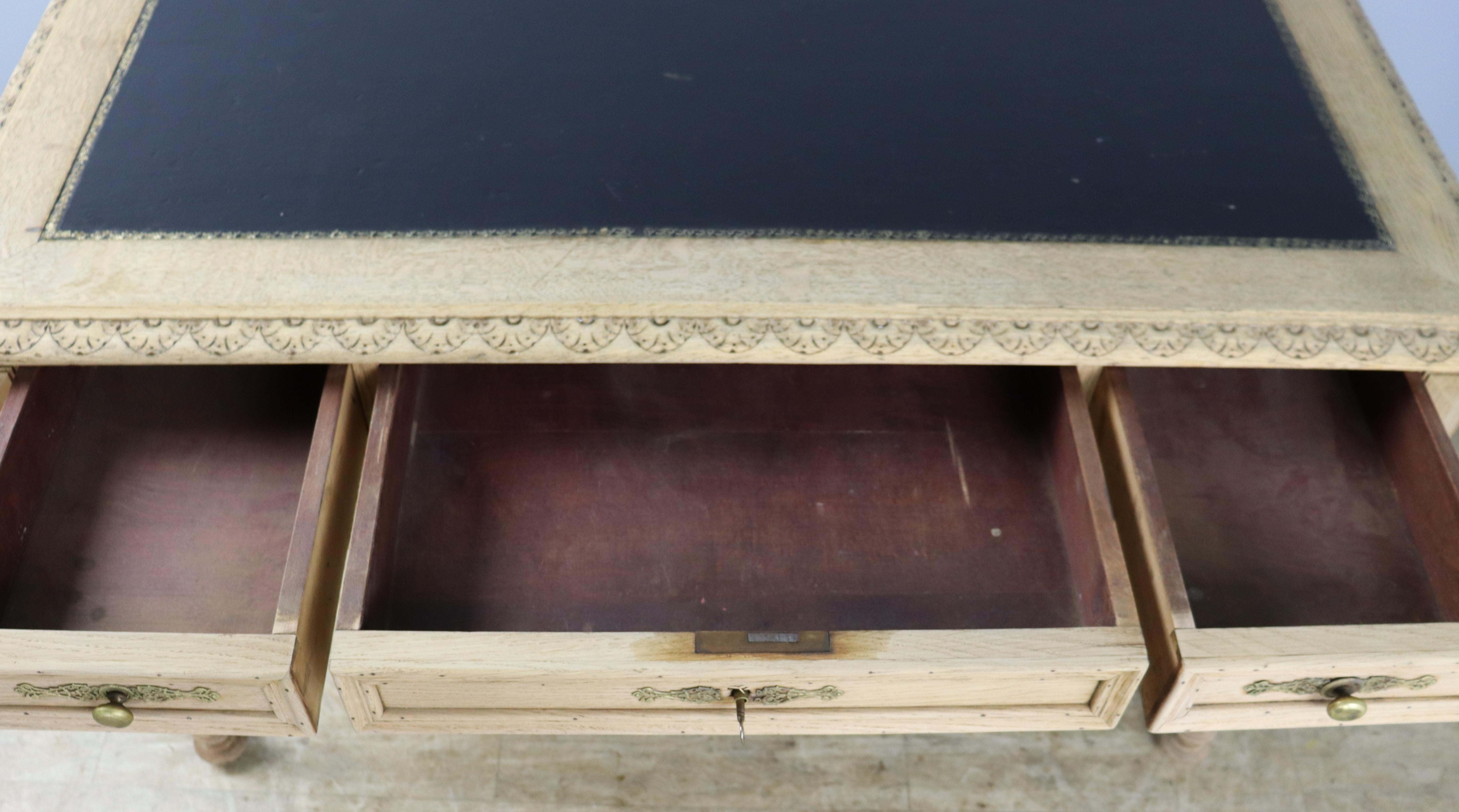 Antique Bleached Oak Writing Table or Desk 5