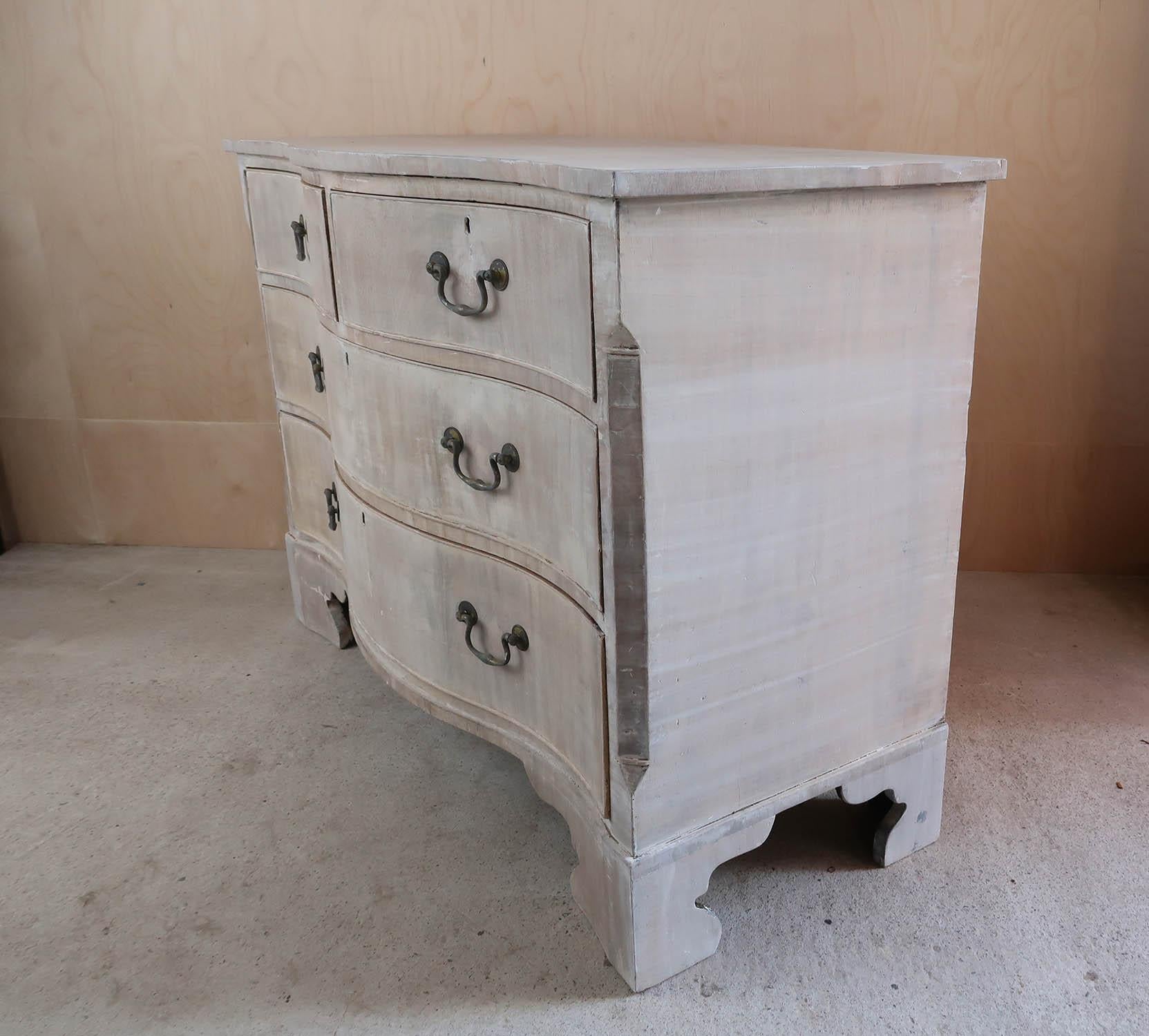 Antique Bleached Serpentine Fronted Commode, English C.1780 For Sale 5