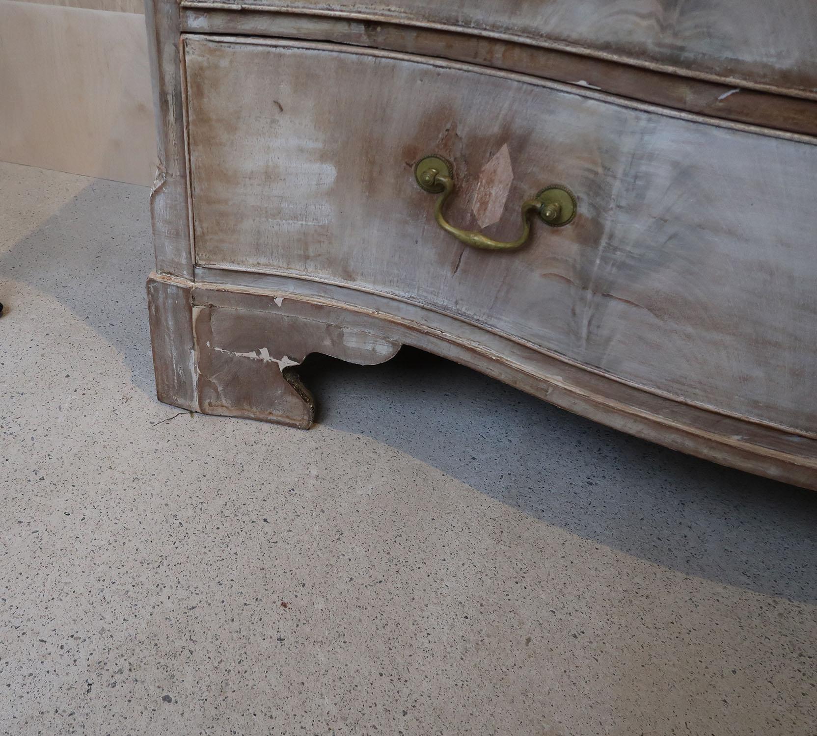 Antique Bleached Serpentine Fronted Commode, English C.1780 5