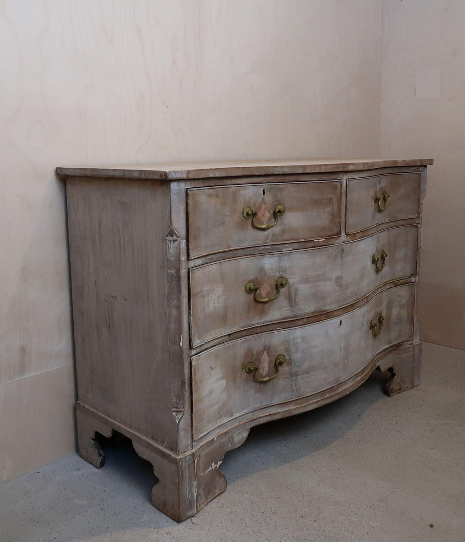 Baroque Antique Bleached Serpentine Fronted Commode, English C.1780