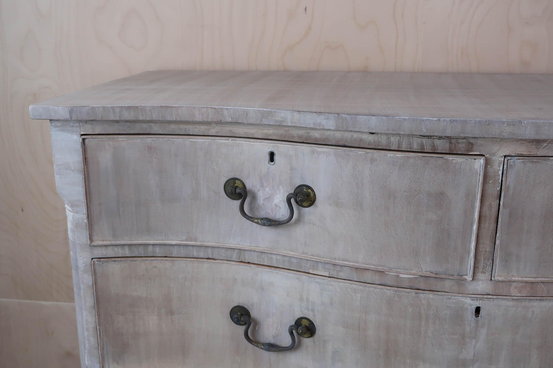 Antique Bleached Serpentine Fronted Commode, English C.1780 For Sale 2