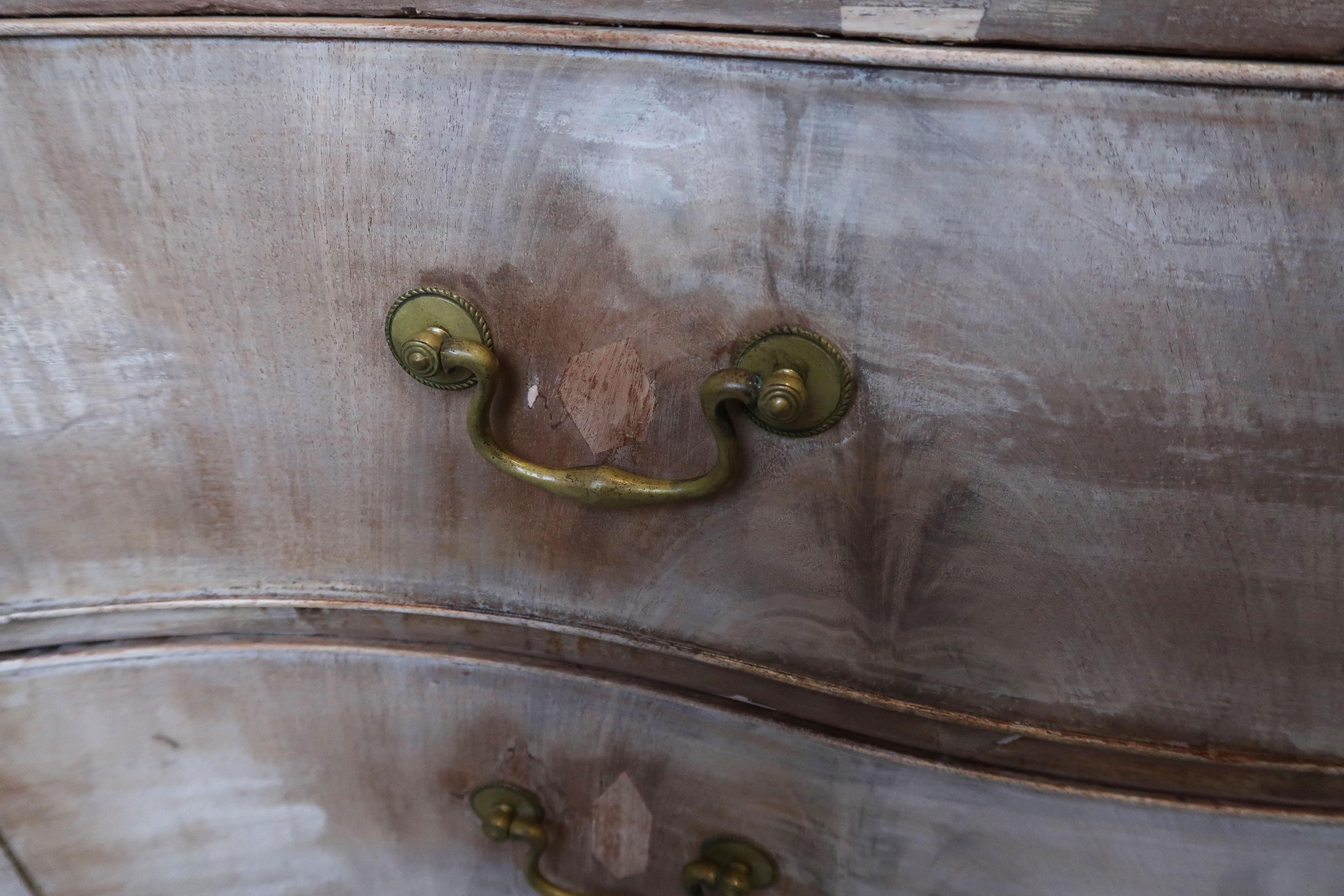 Antique Bleached Serpentine Fronted Commode, English C.1780 2