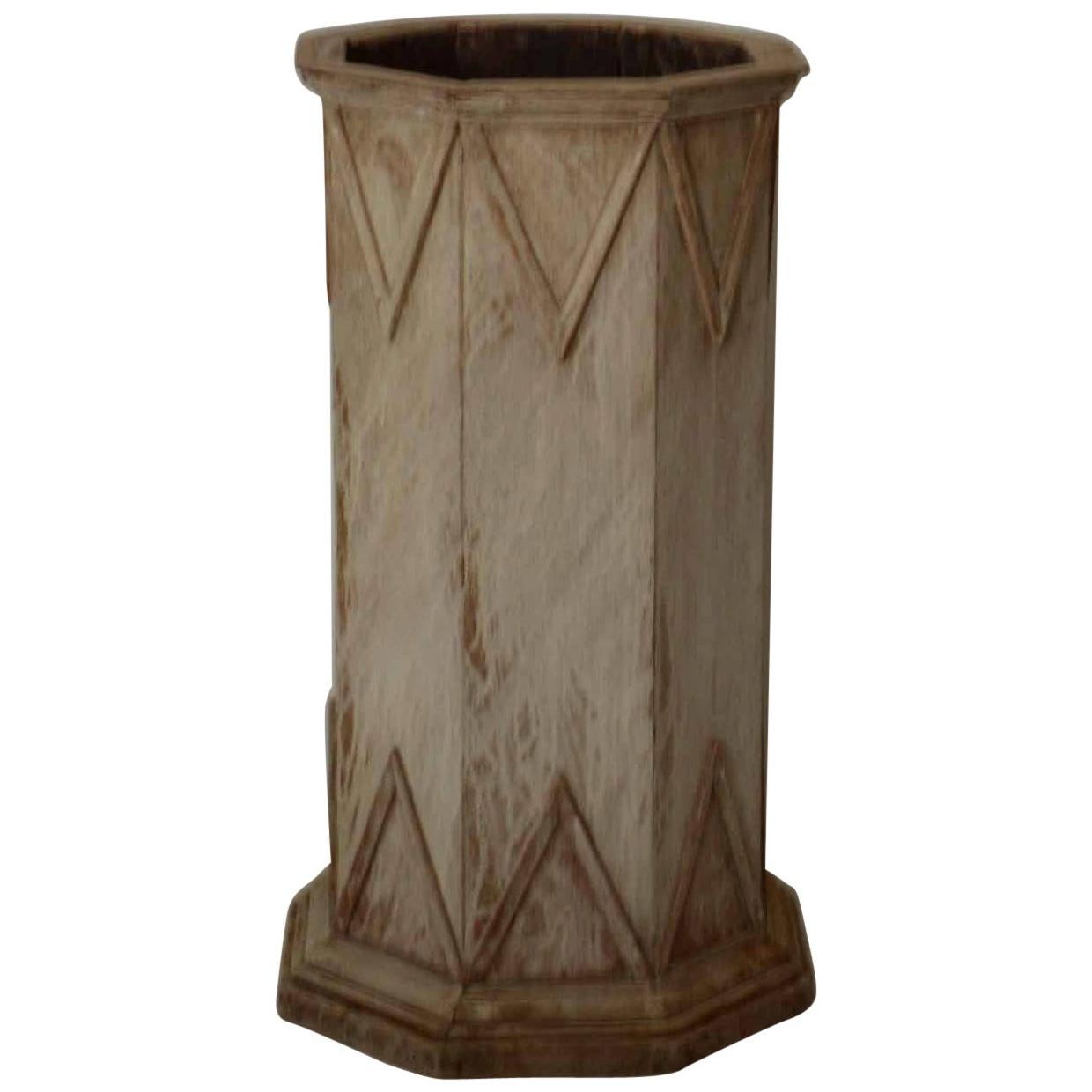 Antique Bleached Teak Umbrella Stand, English, circa 1900