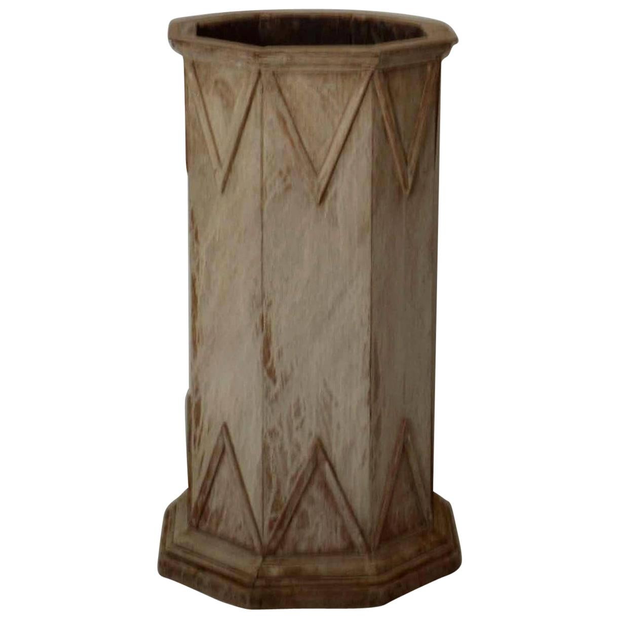 Antique Bleached Teak Umbrella Stand, English, circa 1900