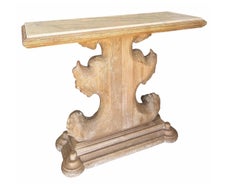 Tavolo da console antico in noce sbiancato in stile Regency con piano in marmo