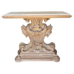 Tavolo da console antico in noce sbiancato in stile Regency con piano in marmo