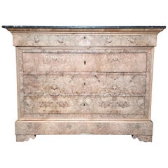 Antique Bleached Wood Charles X Chest with Marble Top