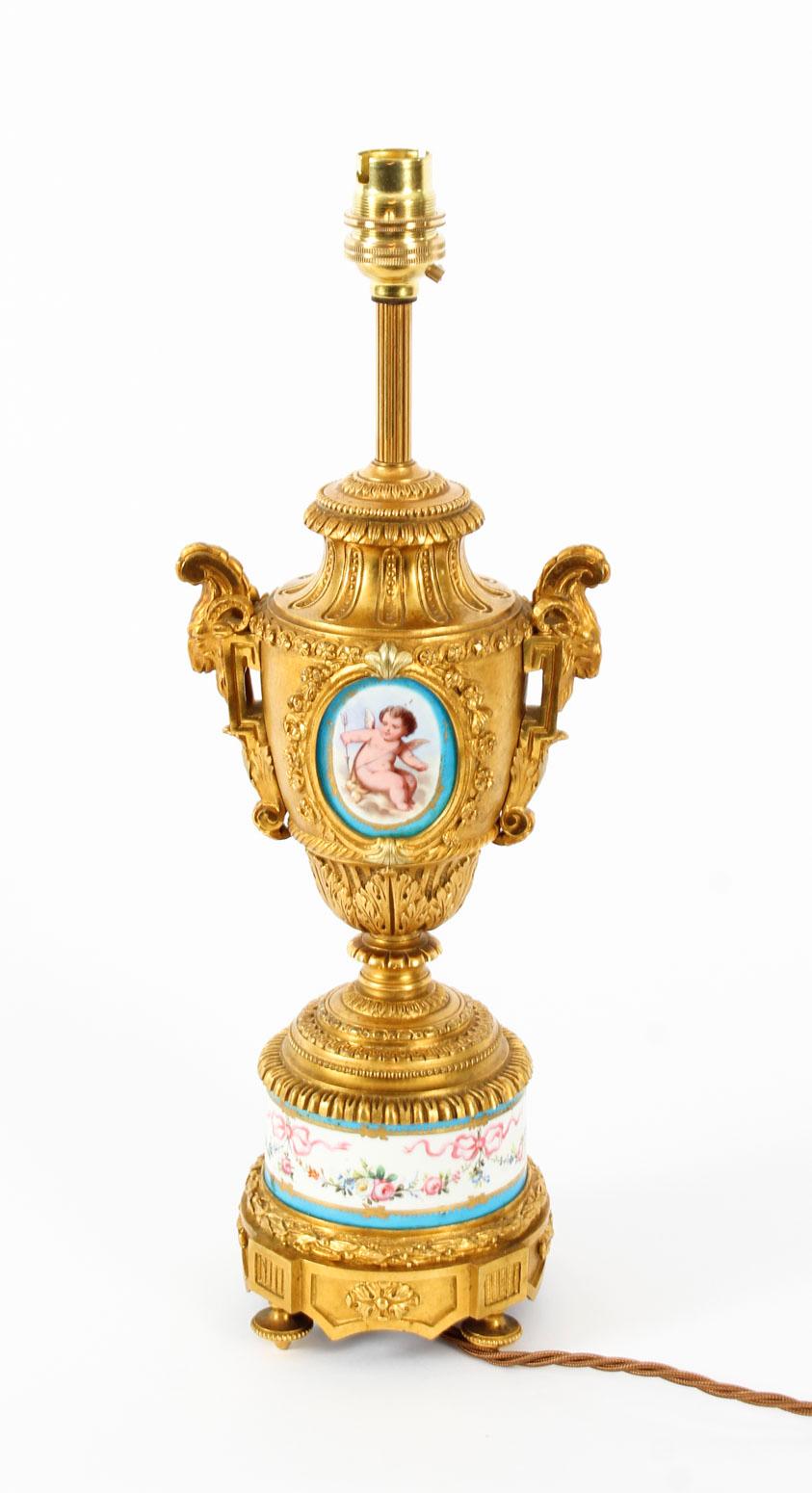 Antique Bleu Celeste Sevres Porcelain Ormolu Table Lamp, 19th Century 7