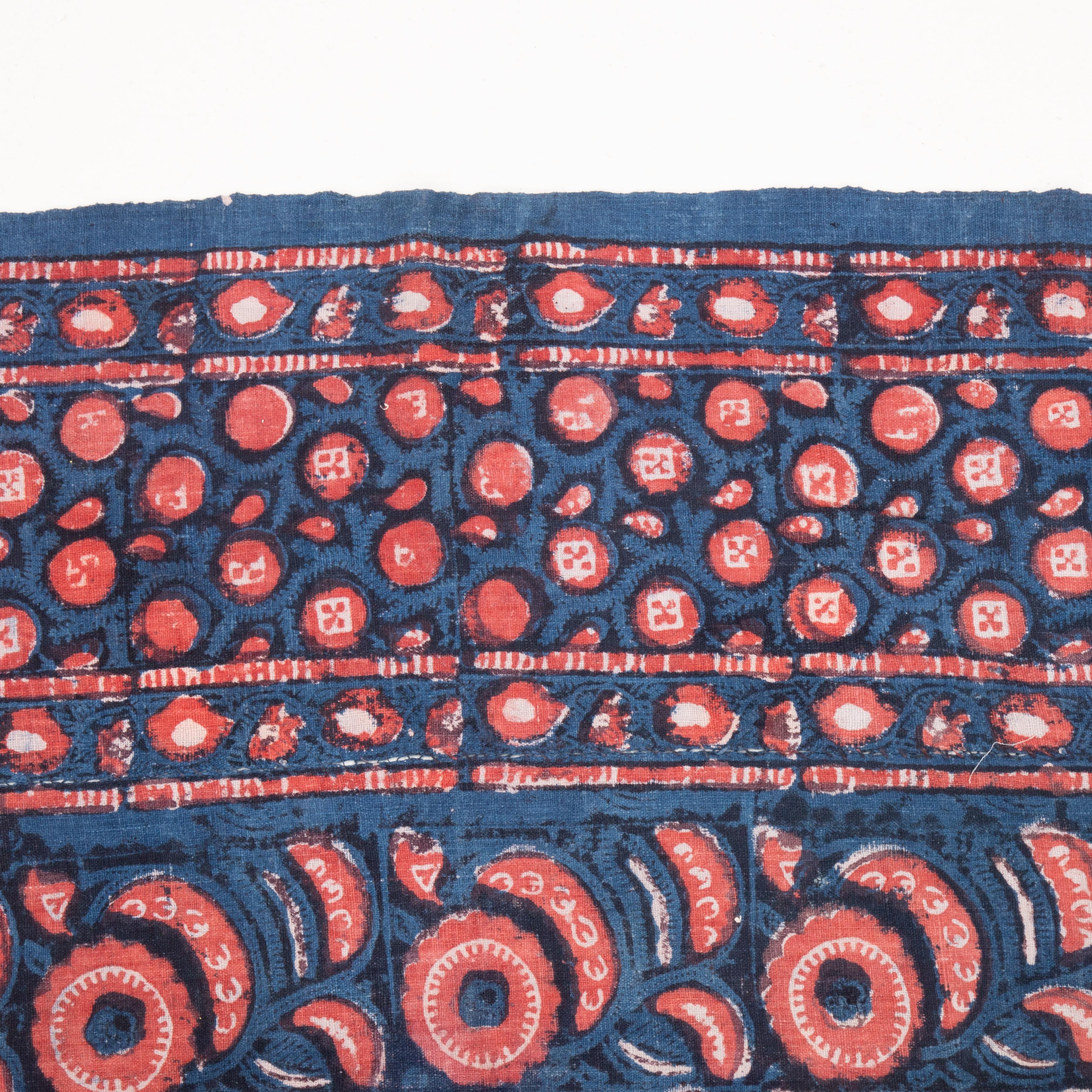 Antique Block Printed Indigo Quilt Top, Uzbekistan, Early 20th  For Sale 3