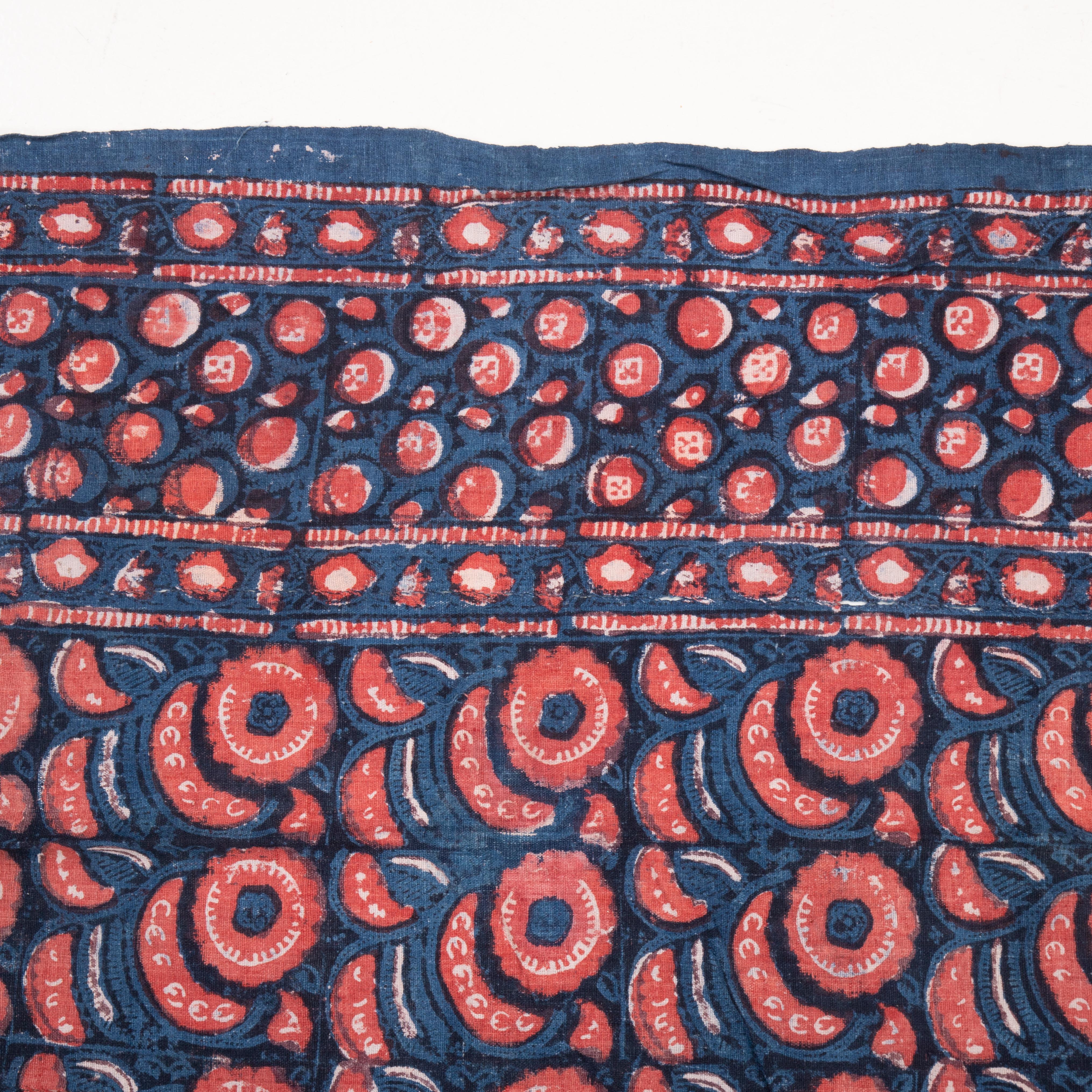 Antique Block Printed Indigo Quilt Top, Uzbekistan, Early 20th  For Sale 4