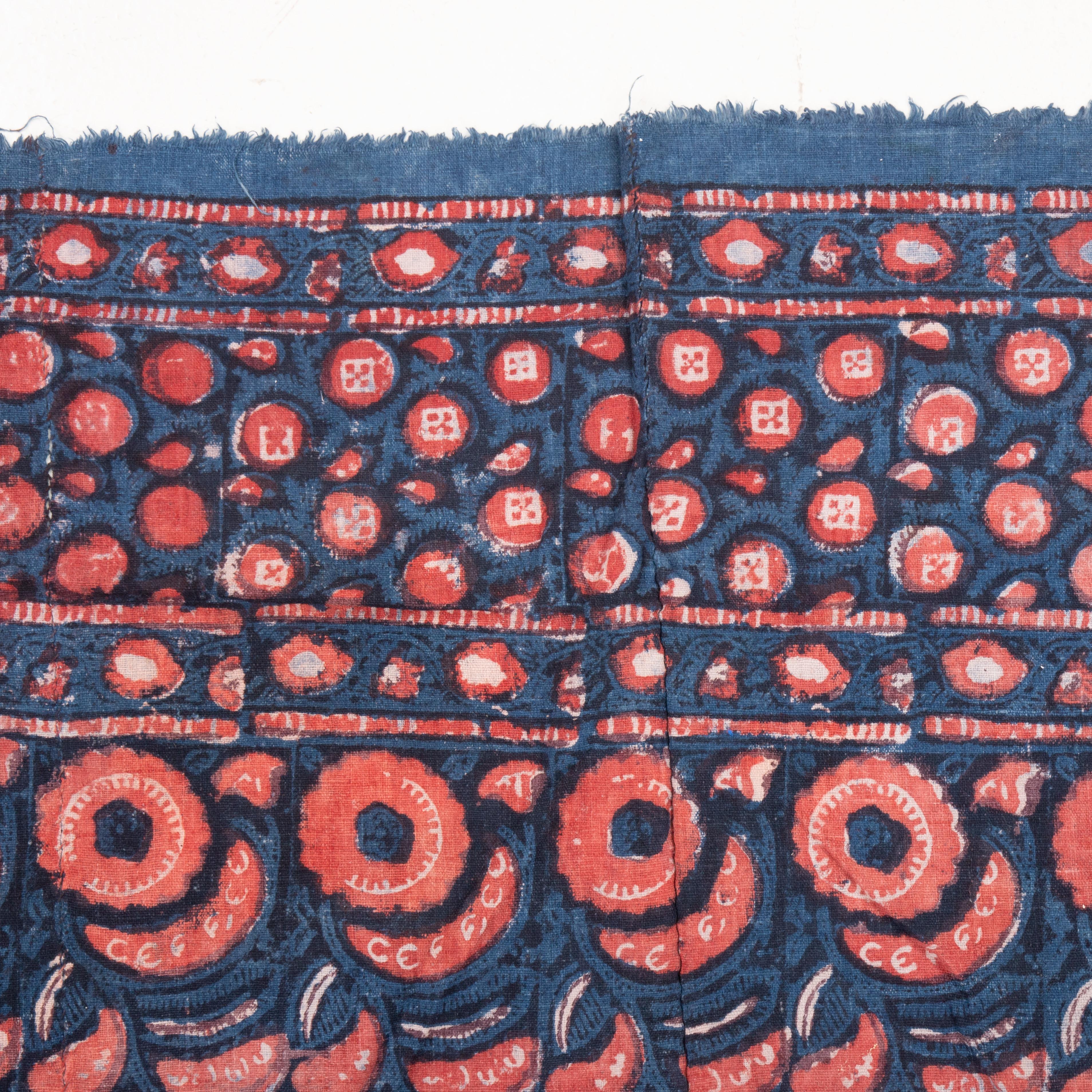 Antique Block Printed Indigo Quilt Top, Uzbekistan, Early 20th  For Sale 2