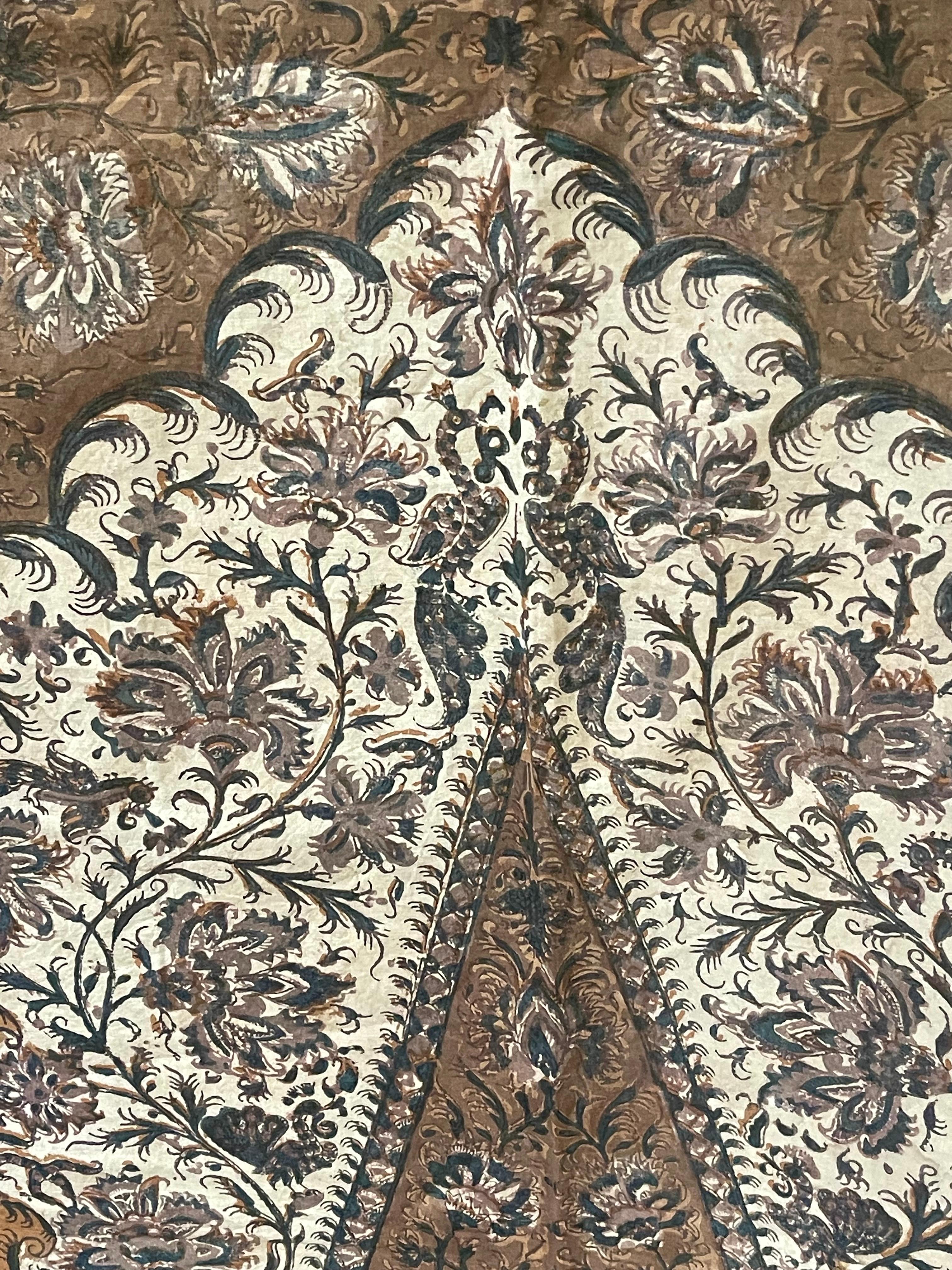 Kalamkari antiguo estampado en bloque en Bueno estado para la venta en Canterbury, GB
