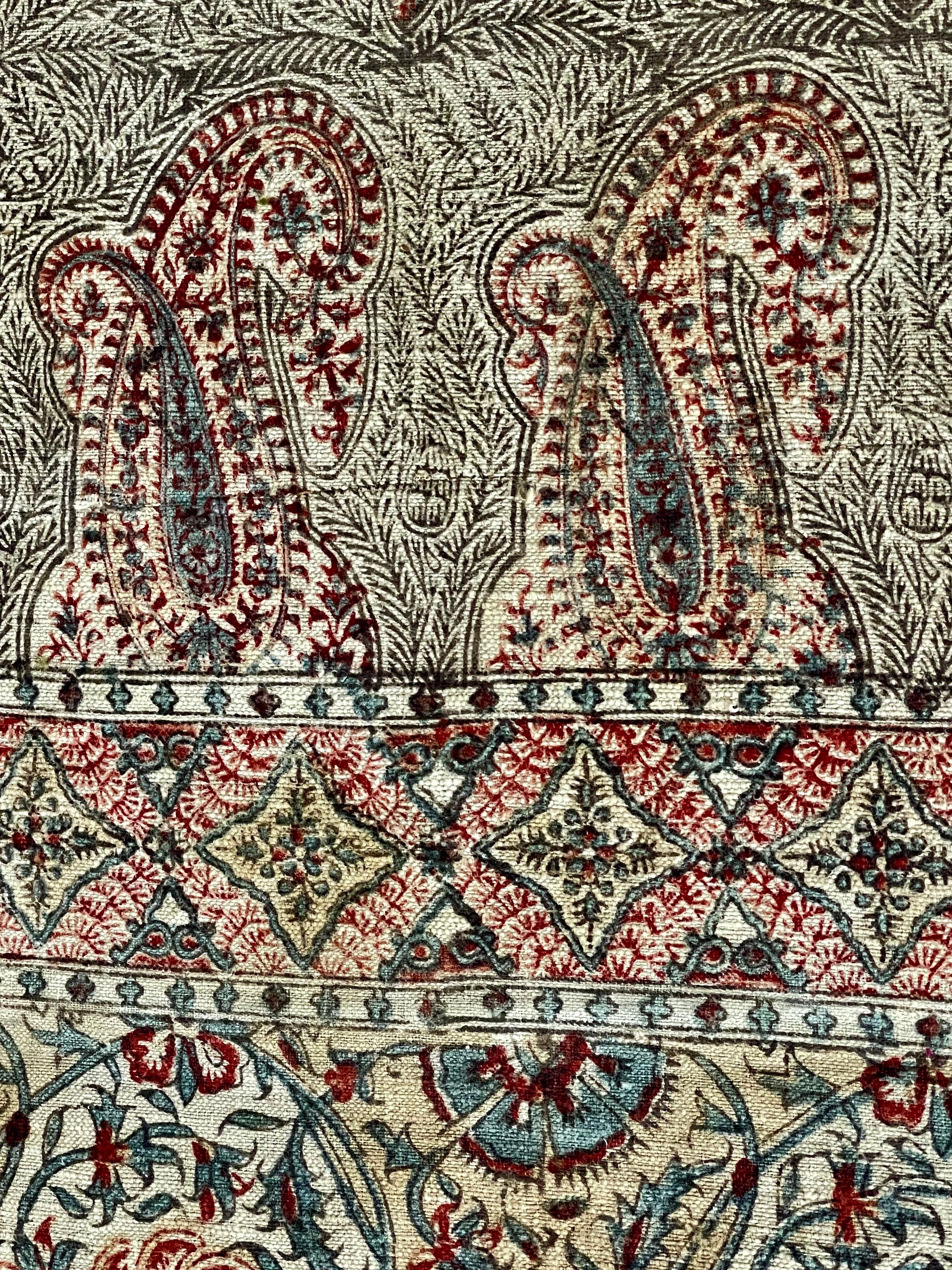 Kalamkari antiguo estampado en bloque en Bueno estado para la venta en Canterbury, GB