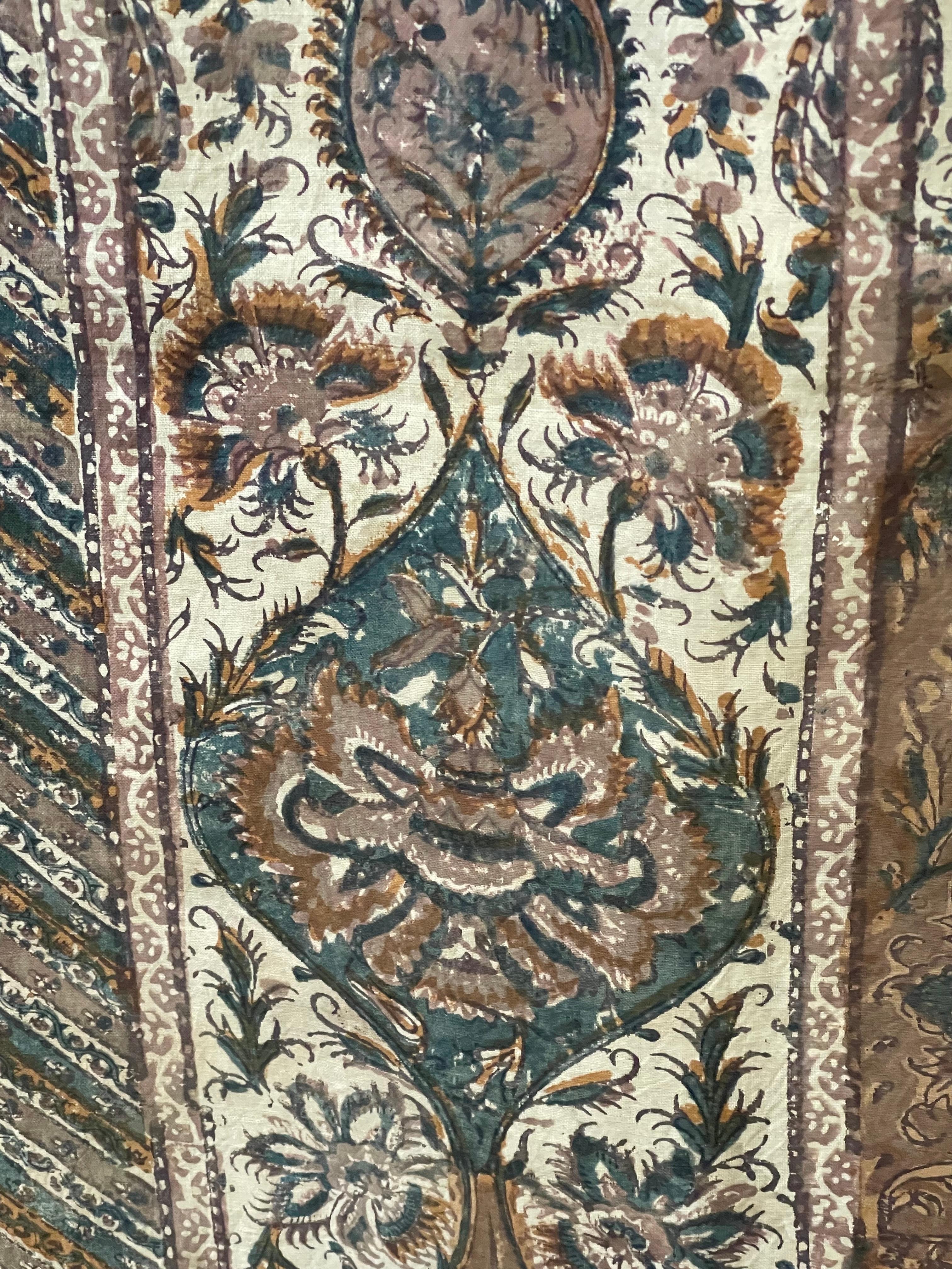 Kalamkari antiguo estampado en bloque siglo XIX en venta