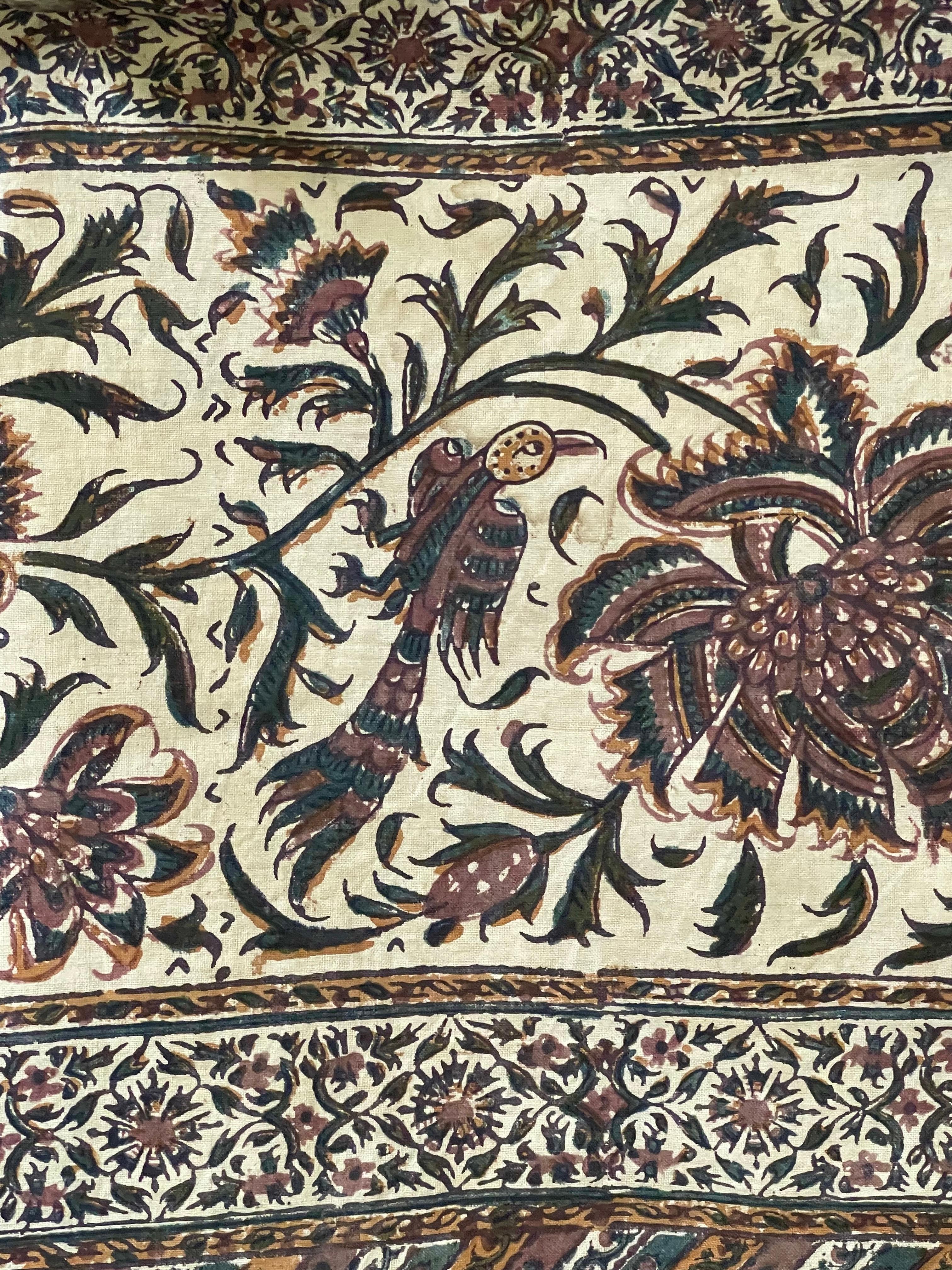 Kalamkari antiguo estampado en bloque Algodón en venta