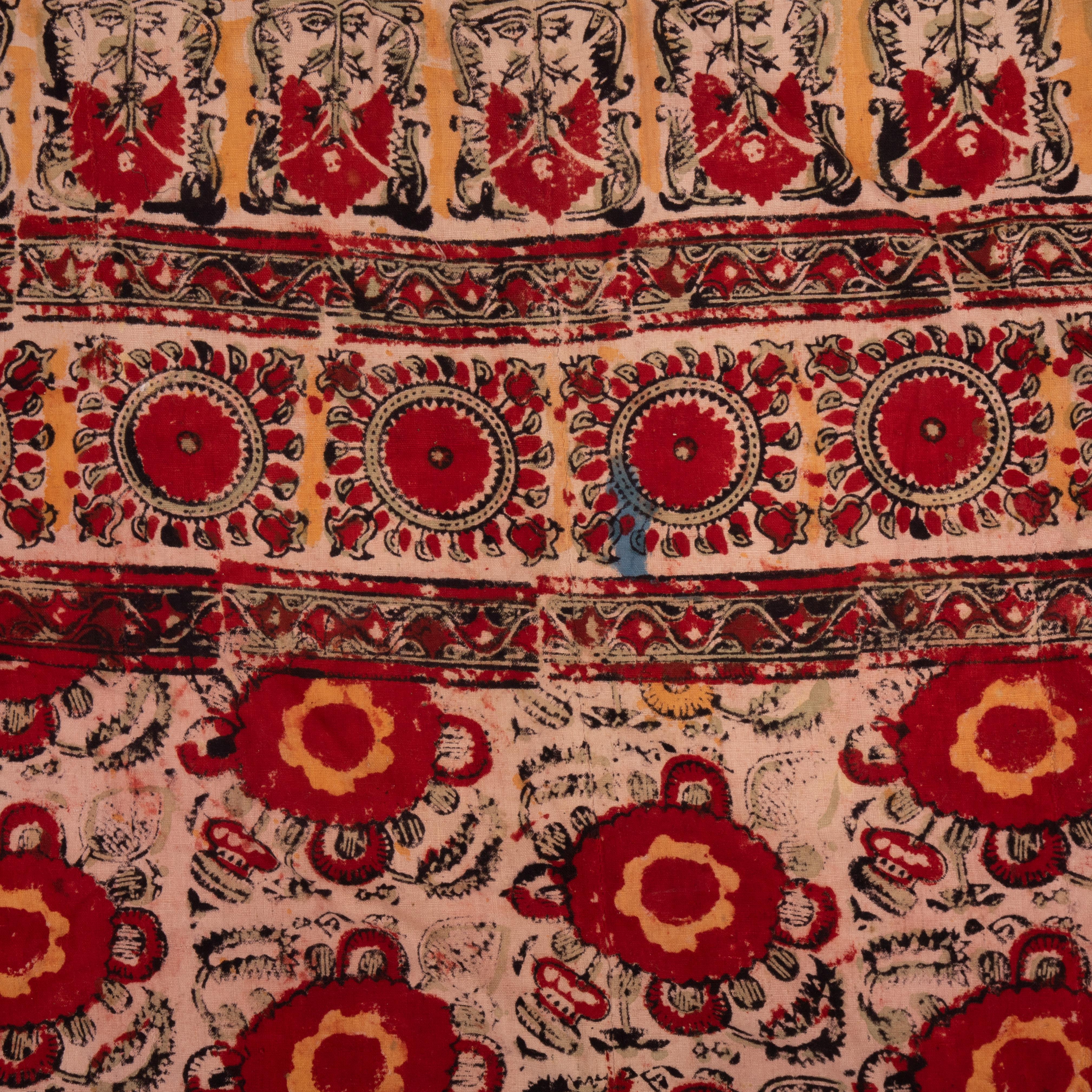 Antikes Blockdruck-Steppdecke-Top, Usbekistan, frühes 20. Jahrhundert. im Angebot 3