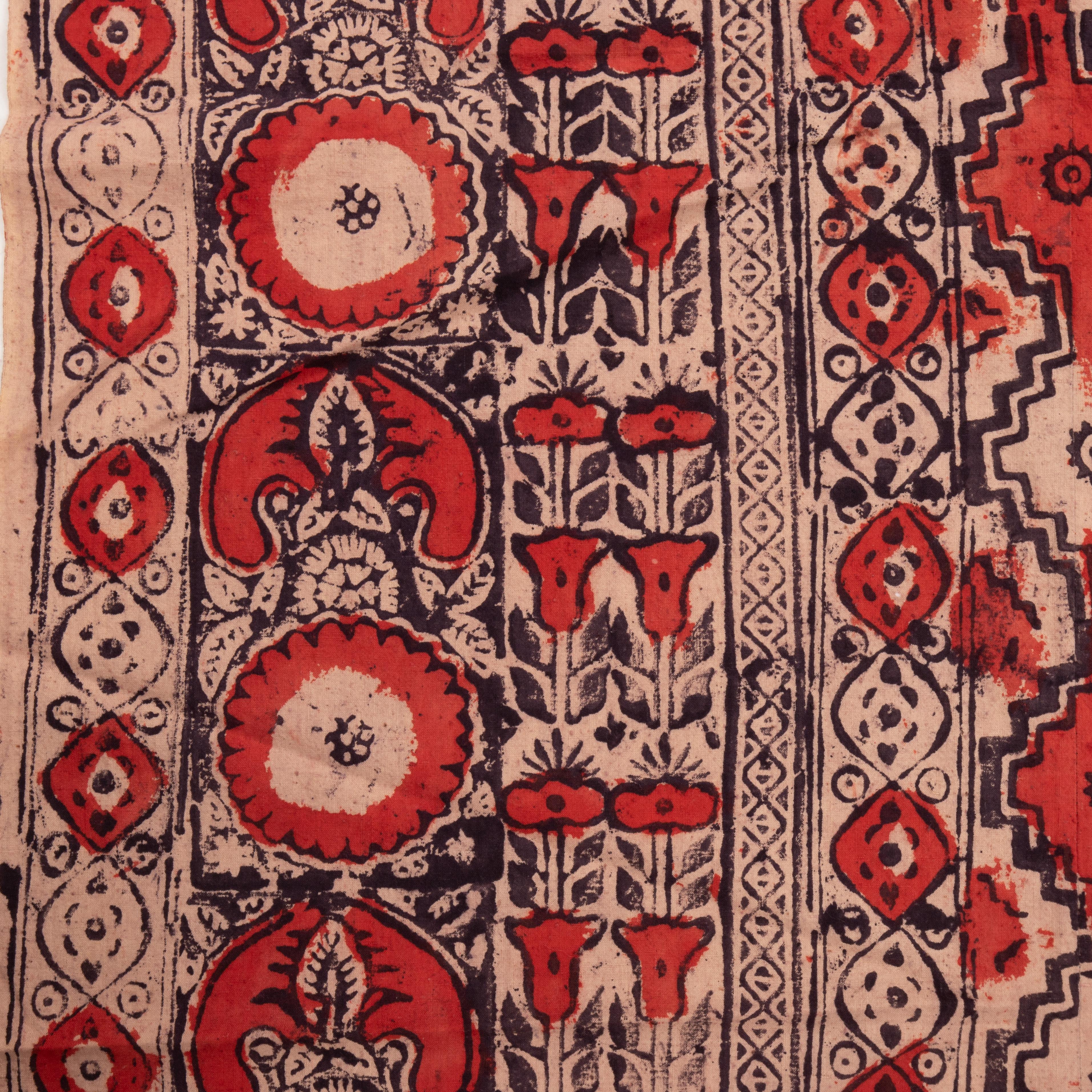 Antique Block Printed Quilt Top, Uzbekistan, Early 20th C. For Sale 4