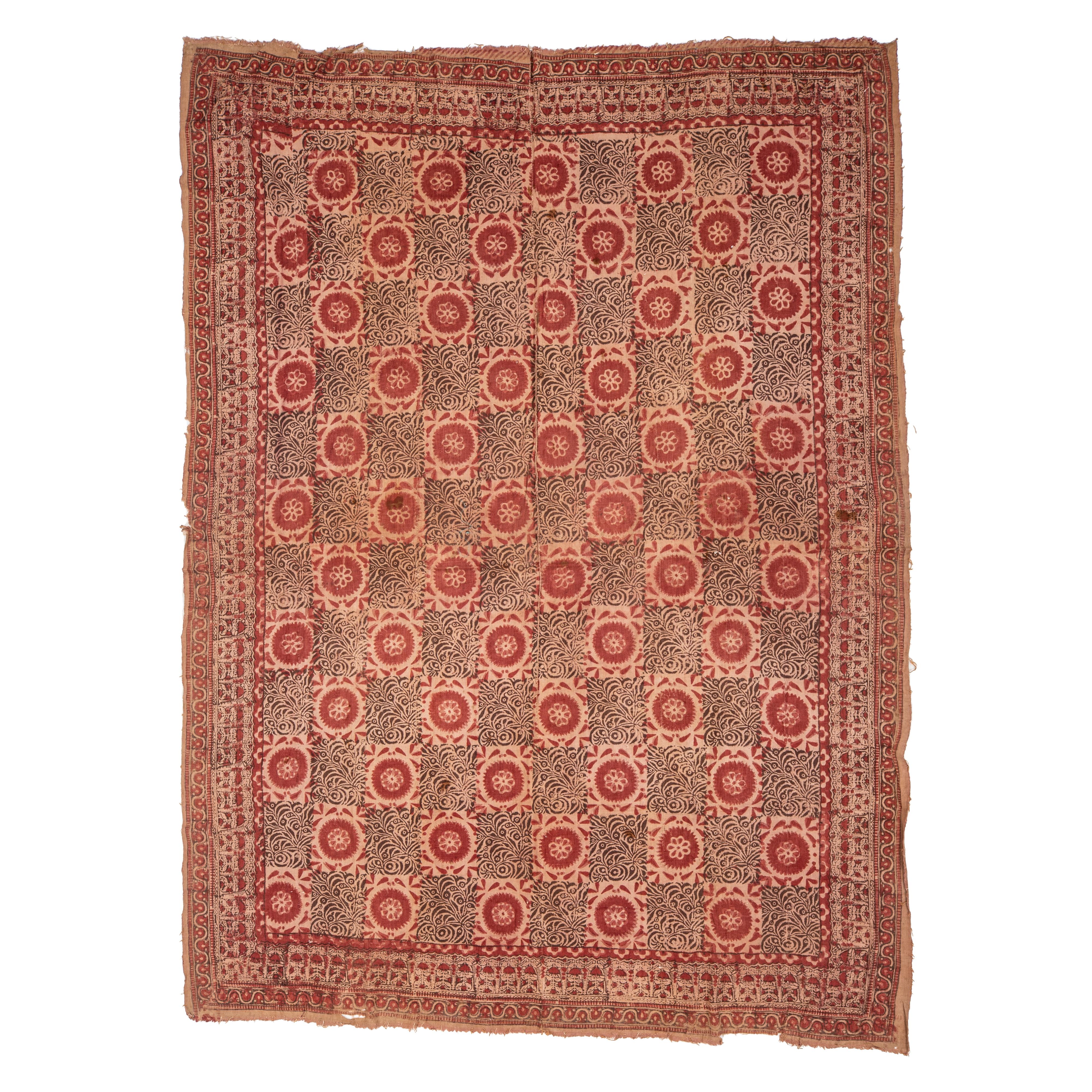 These quilt tops are supposed to be from Tashkent of Uzbekistan and mostly used for the purpose along with as lining for a group of chapans from the area. 
This is for sure is a product of folk art , and they look like some of the Indian block
