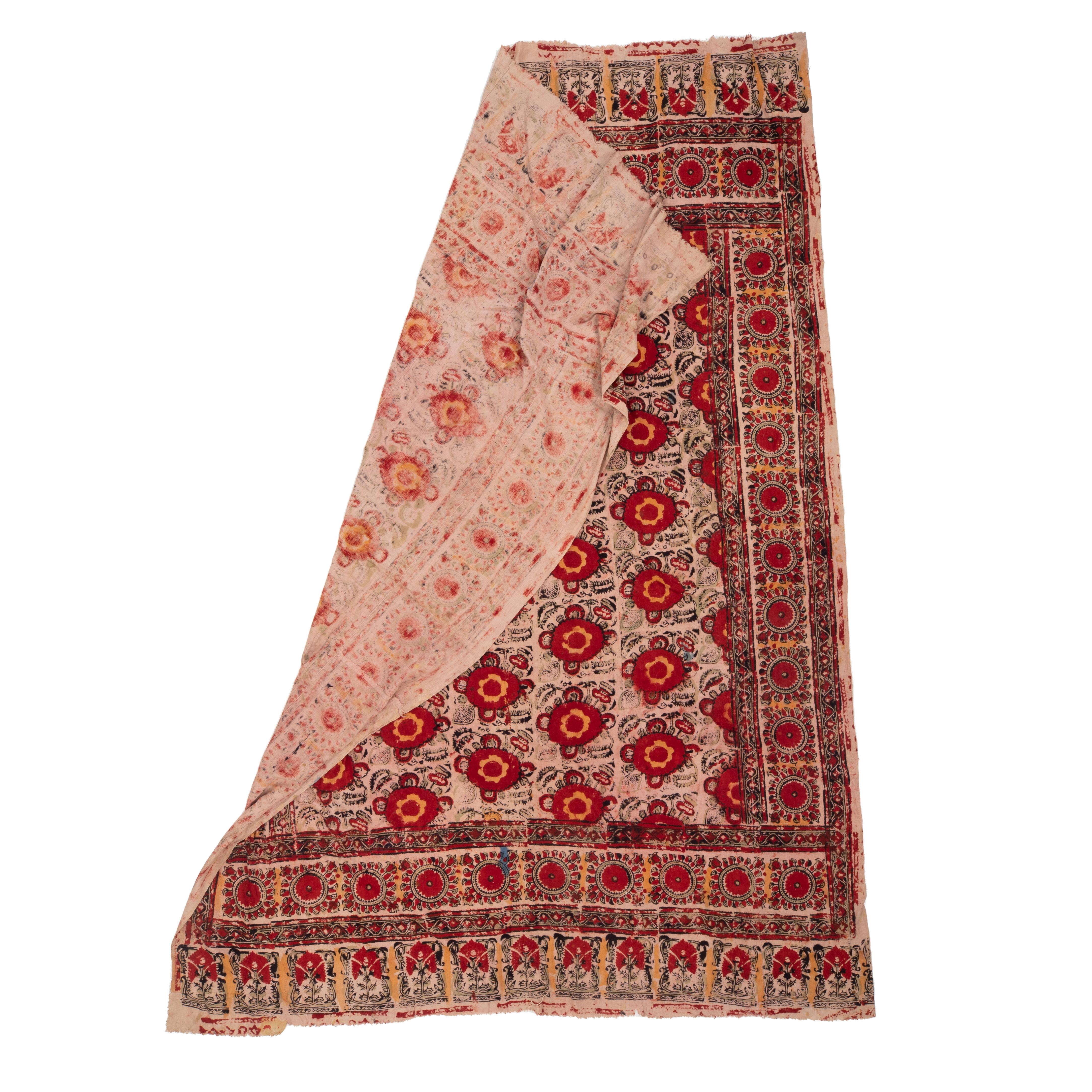 Antikes Blockdruck-Steppdecke-Top, Usbekistan, frühes 20. Jahrhundert. (Volkskunst) im Angebot