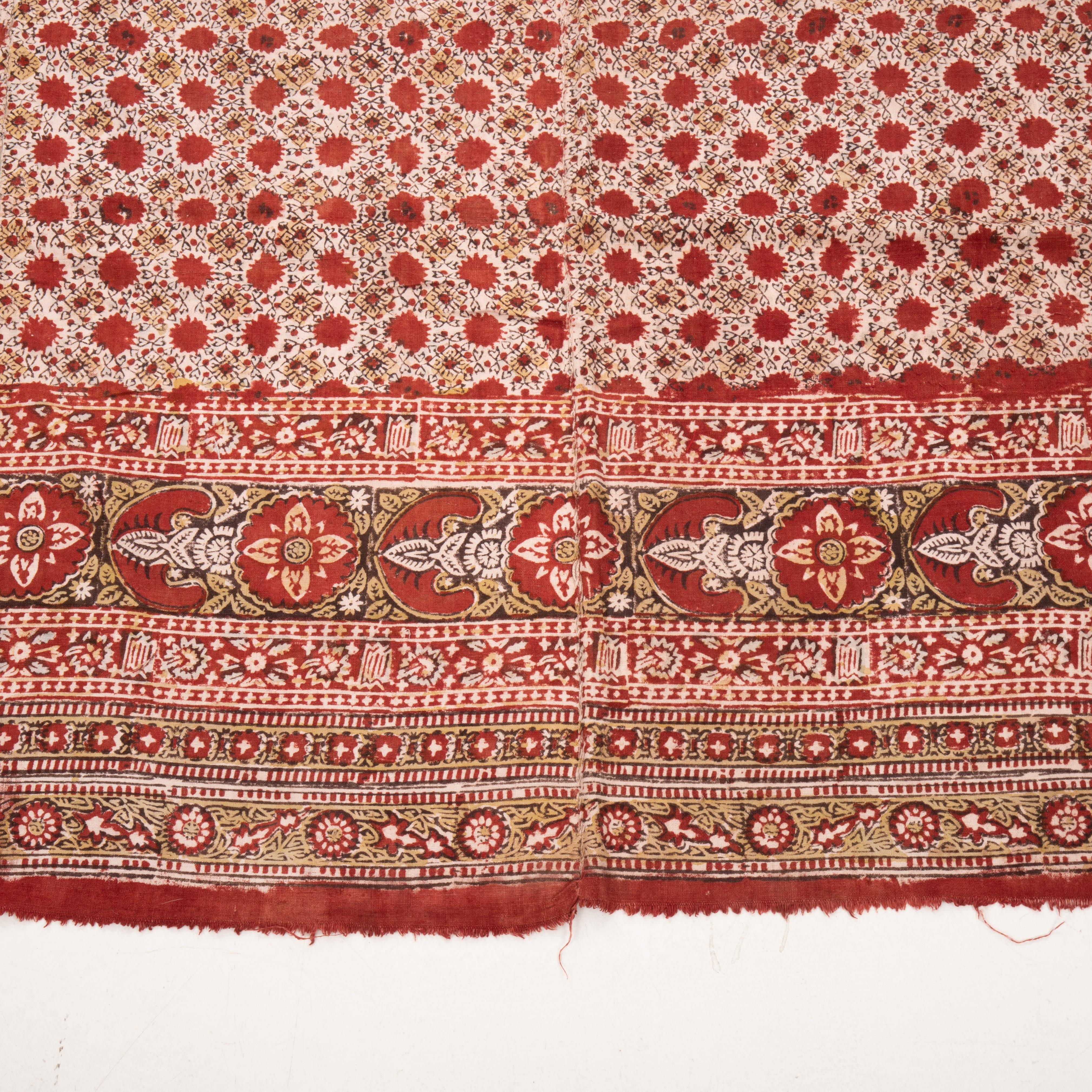 Antique Block Printed Quilt Top, Uzbekistan, Early 20th C. In Fair Condition For Sale In Istanbul, TR