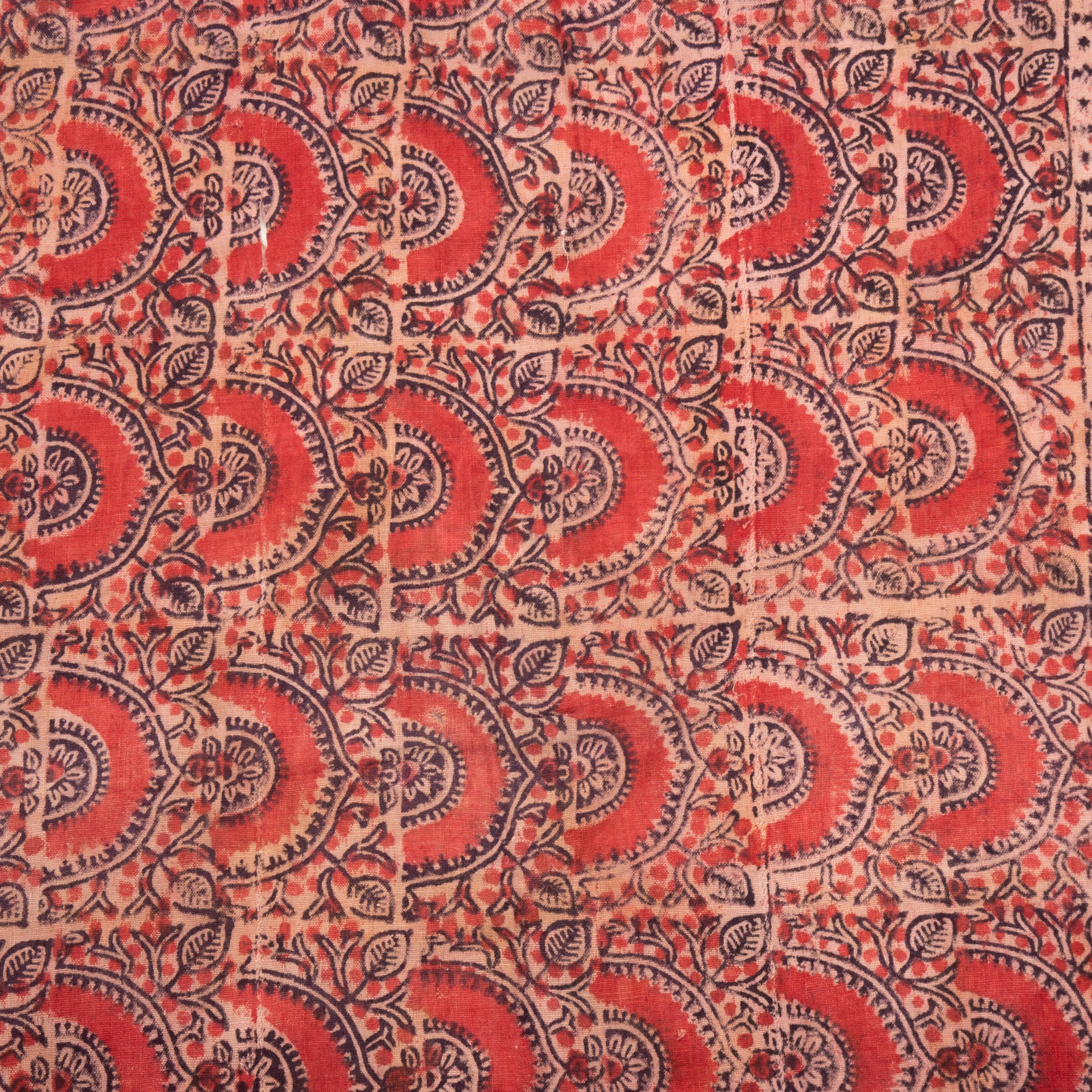 Antique Block Printed Quilt Top, Uzbekistan, Early 20th C. In Fair Condition For Sale In Istanbul, TR