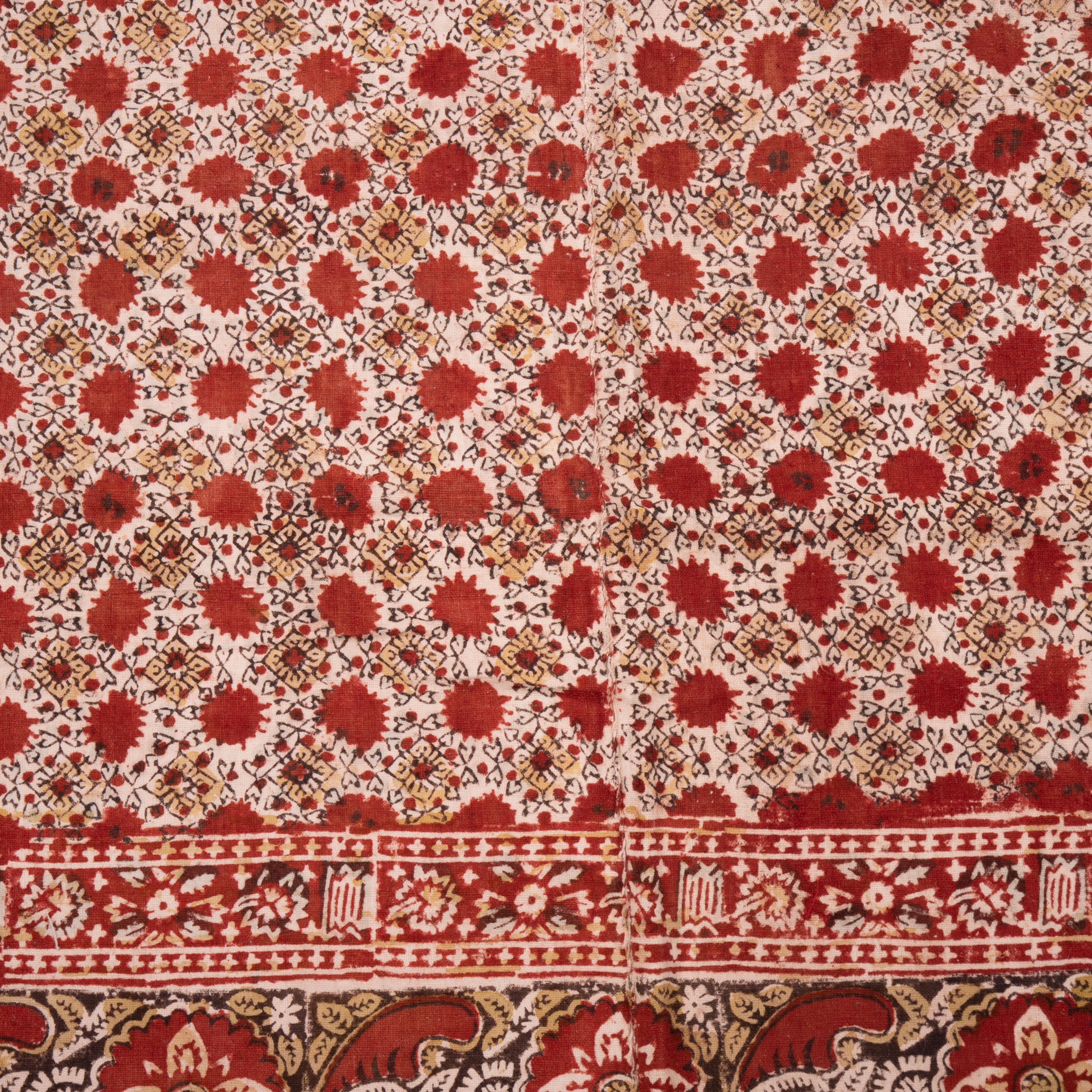 20th Century Antique Block Printed Quilt Top, Uzbekistan, Early 20th C. For Sale