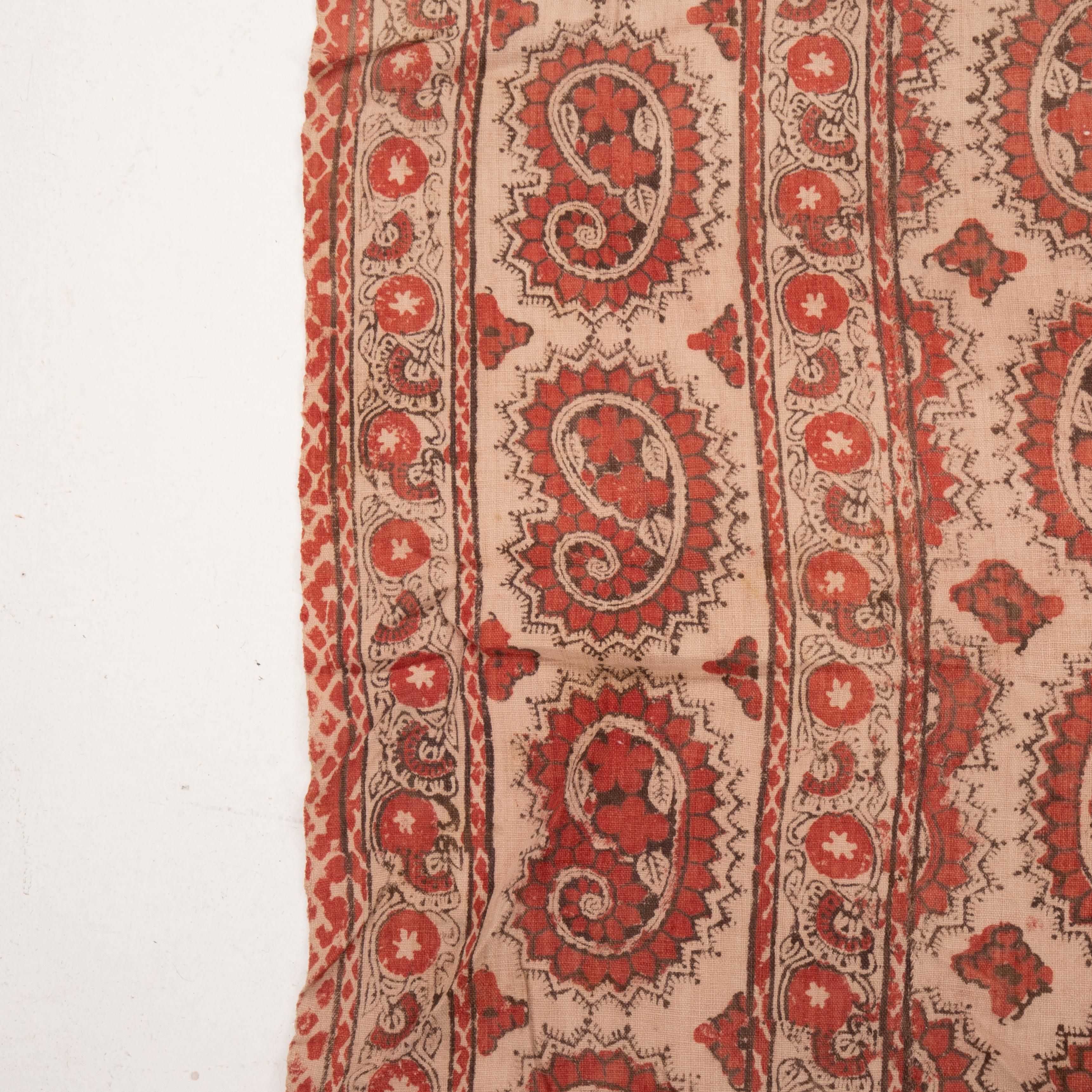 Antikes Blockdruck-Steppdecke-Top, Usbekistan, frühes 20. Jahrhundert. (Baumwolle) im Angebot