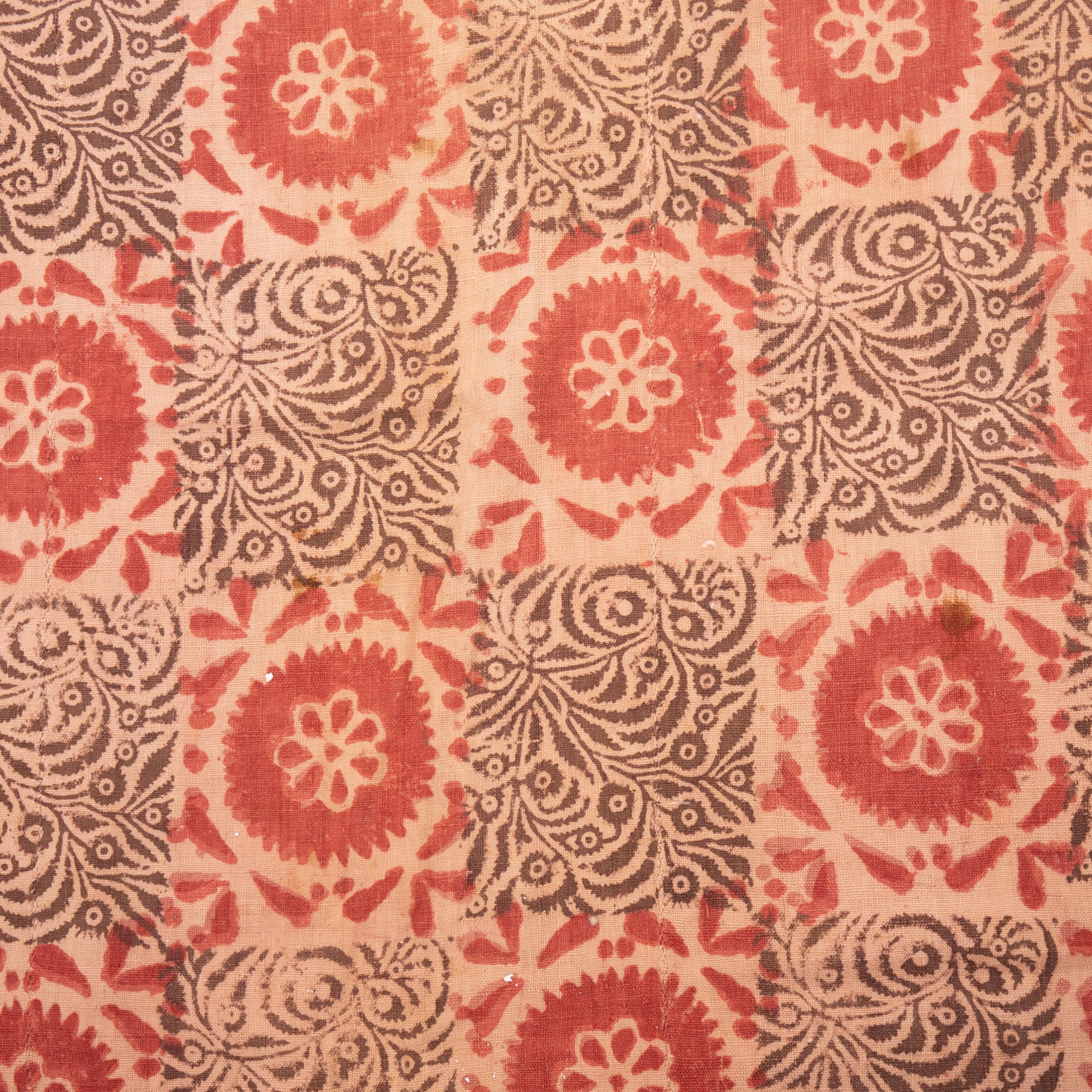 Antique Block Printed Quilt Top, Uzbekistan, Early 20th C. 1