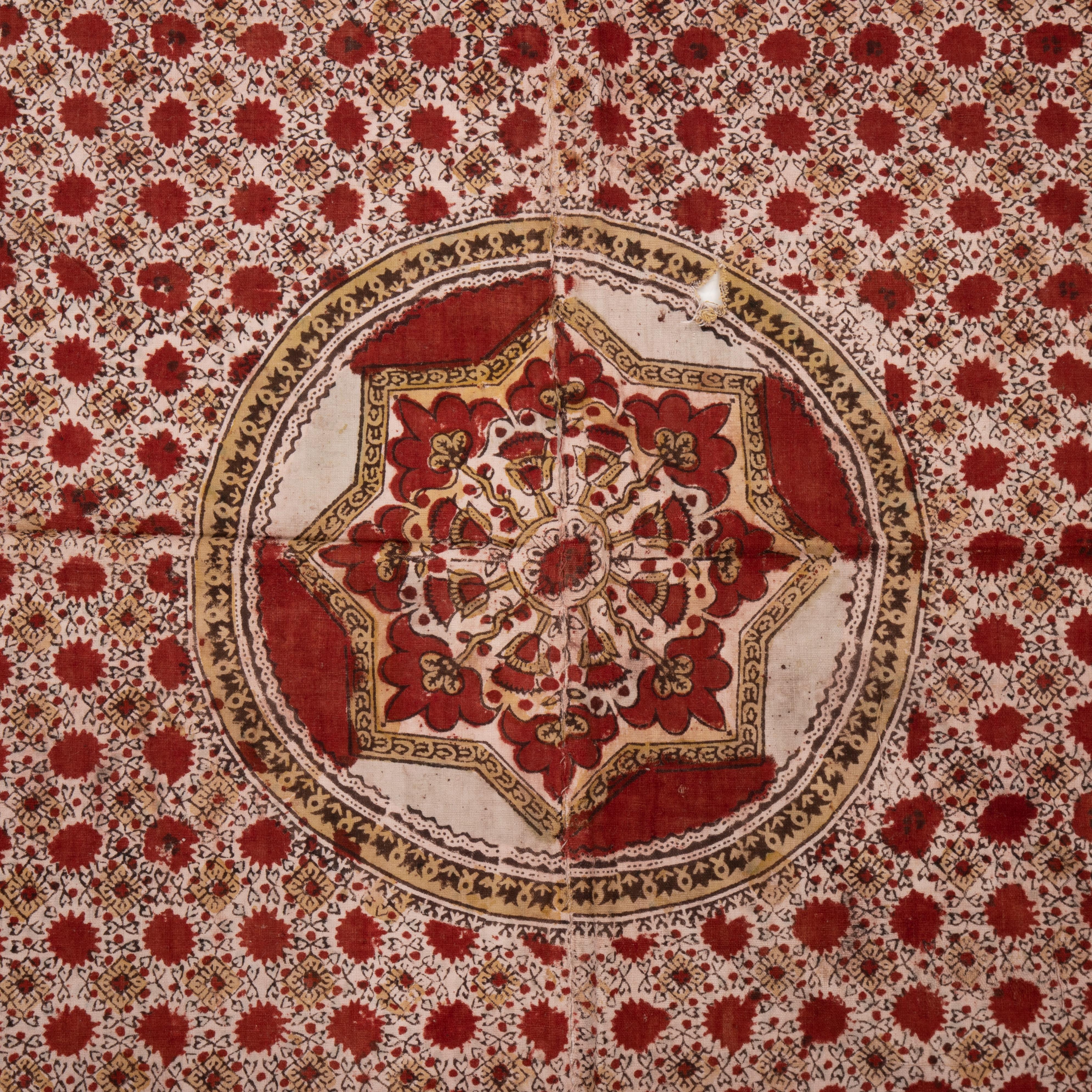 Antique Block Printed Quilt Top, Uzbekistan, Early 20th C. For Sale 2