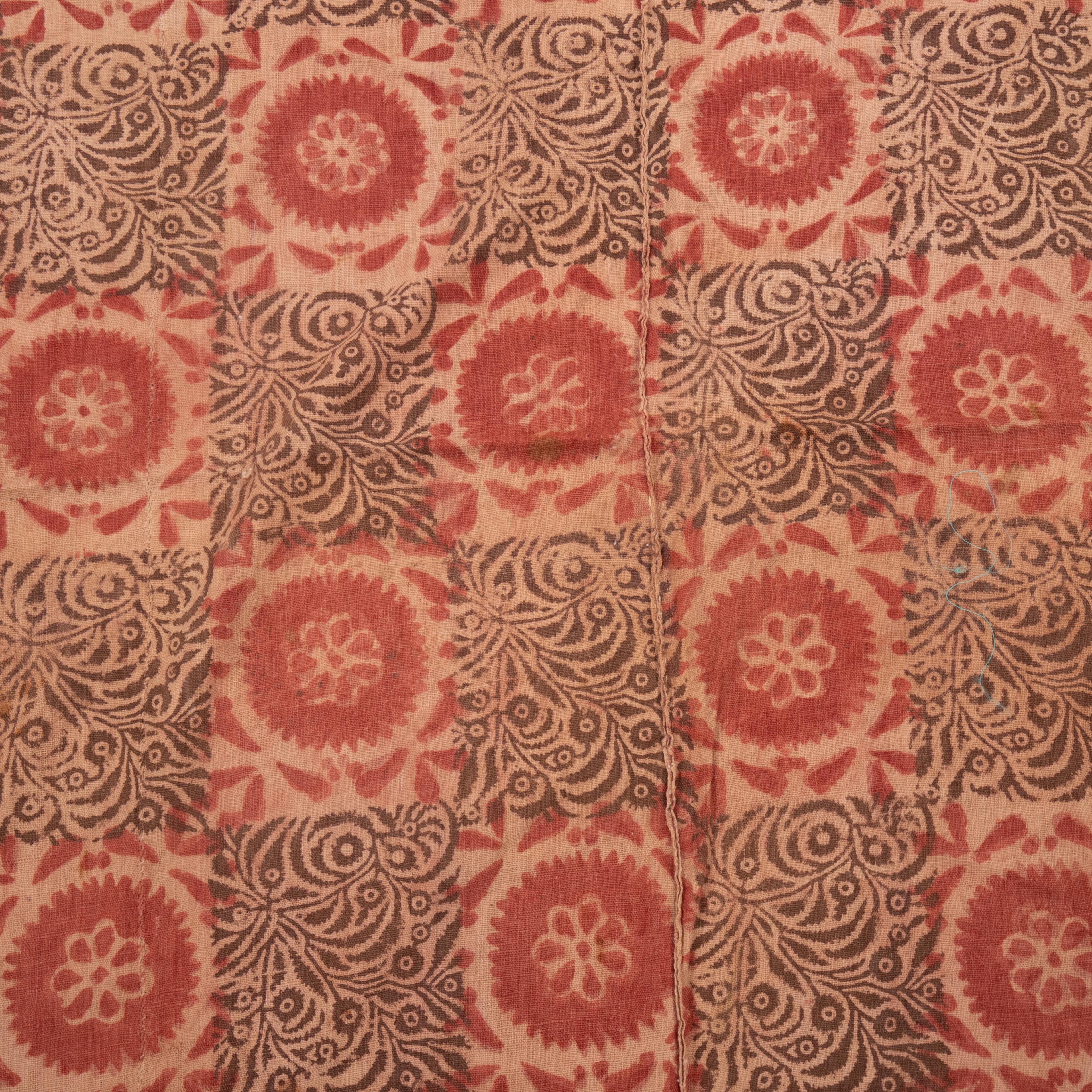 Antique Block Printed Quilt Top, Uzbekistan, Early 20th C. 2