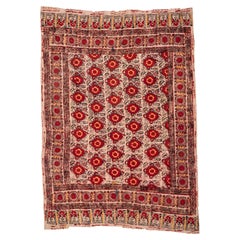Antikes Blockdruck-Steppdecke-Top, Usbekistan, frühes 20. Jahrhundert.