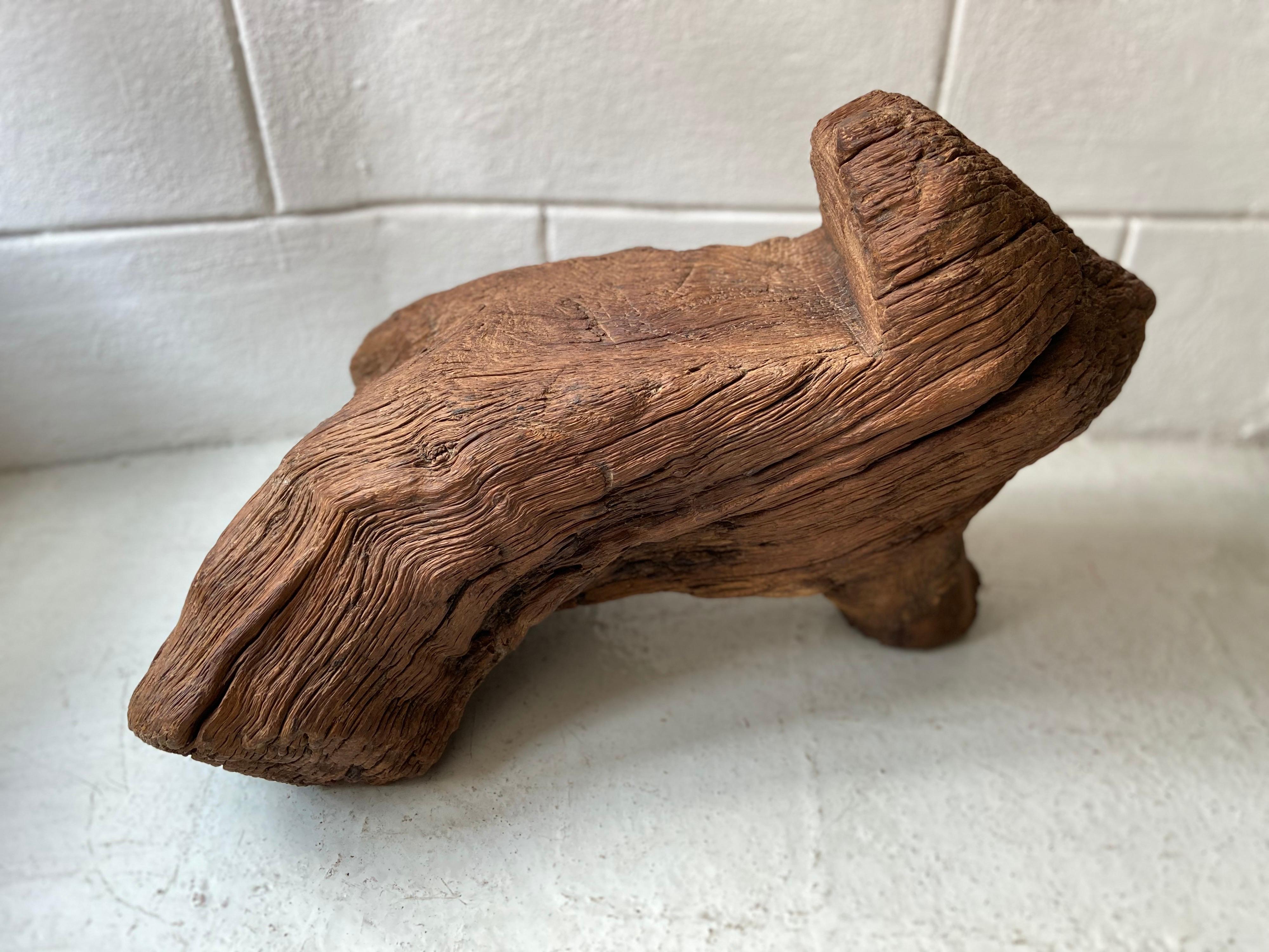 Solid mesquite block stool from the San Felipe Mountains of Guanajuato. 