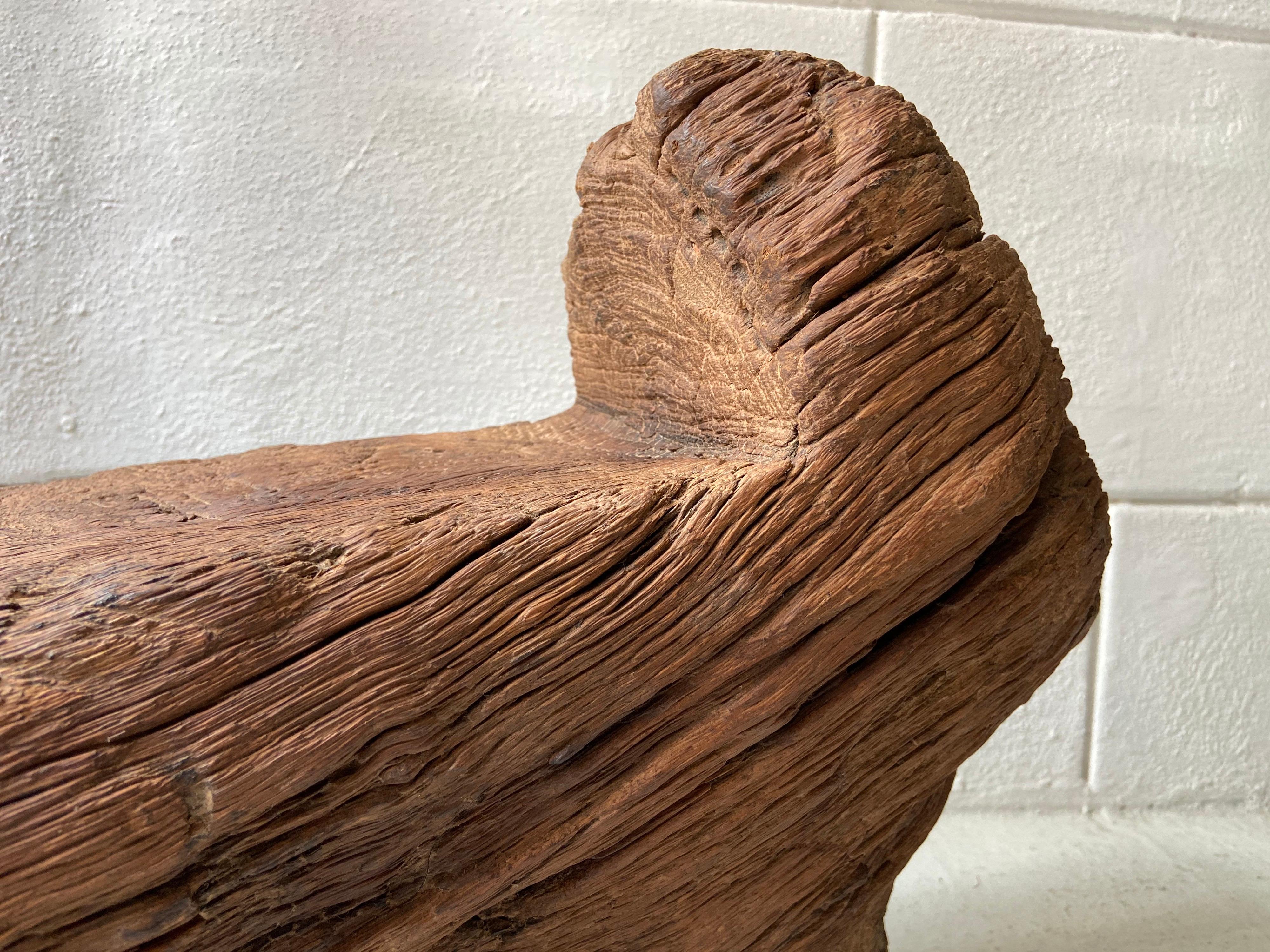 Hand-Carved Antique Block Stool from Mexico