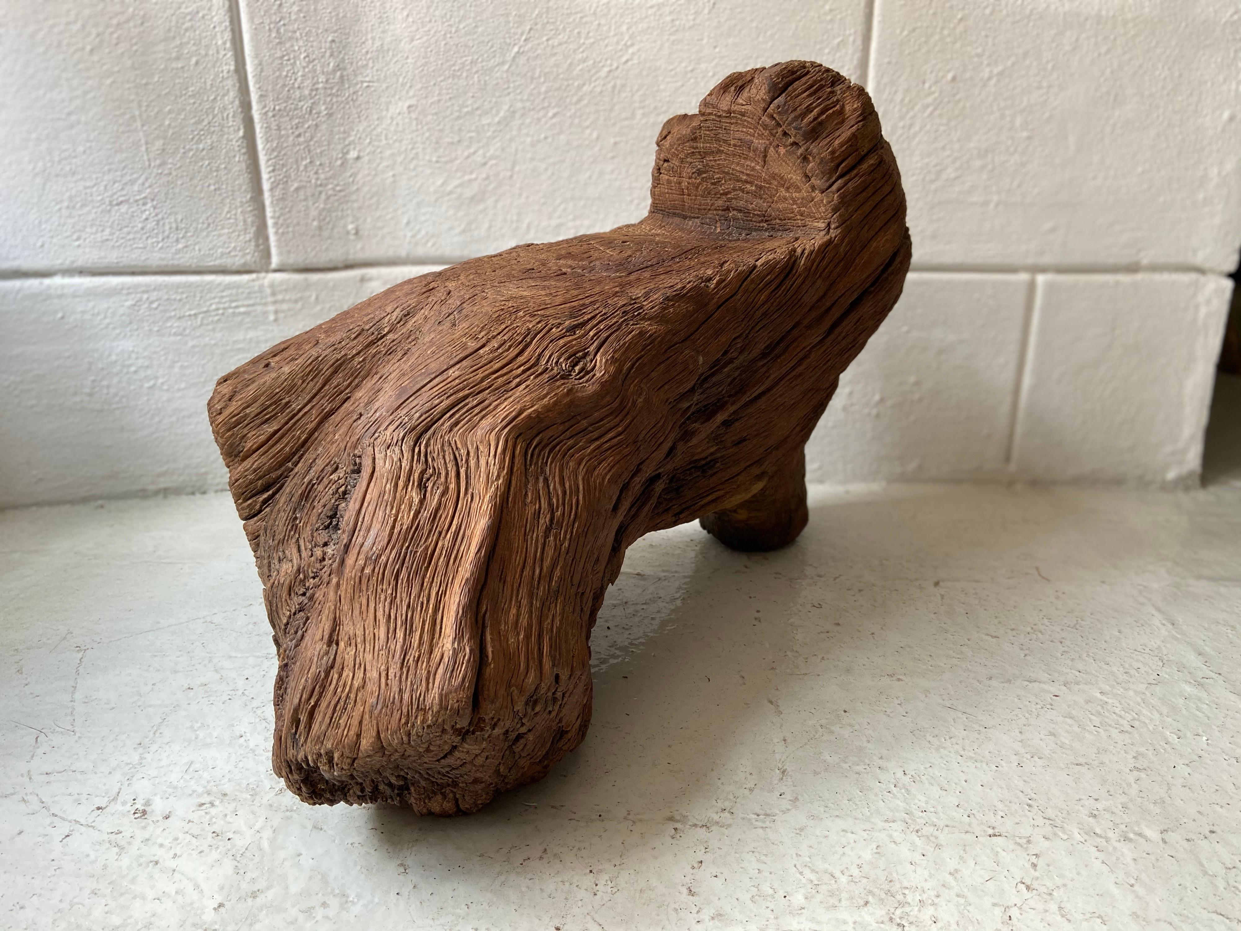19th Century Antique Block Stool from Mexico