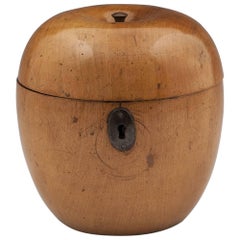 Antique Blonde Treen Apple Fruit Tea Caddy