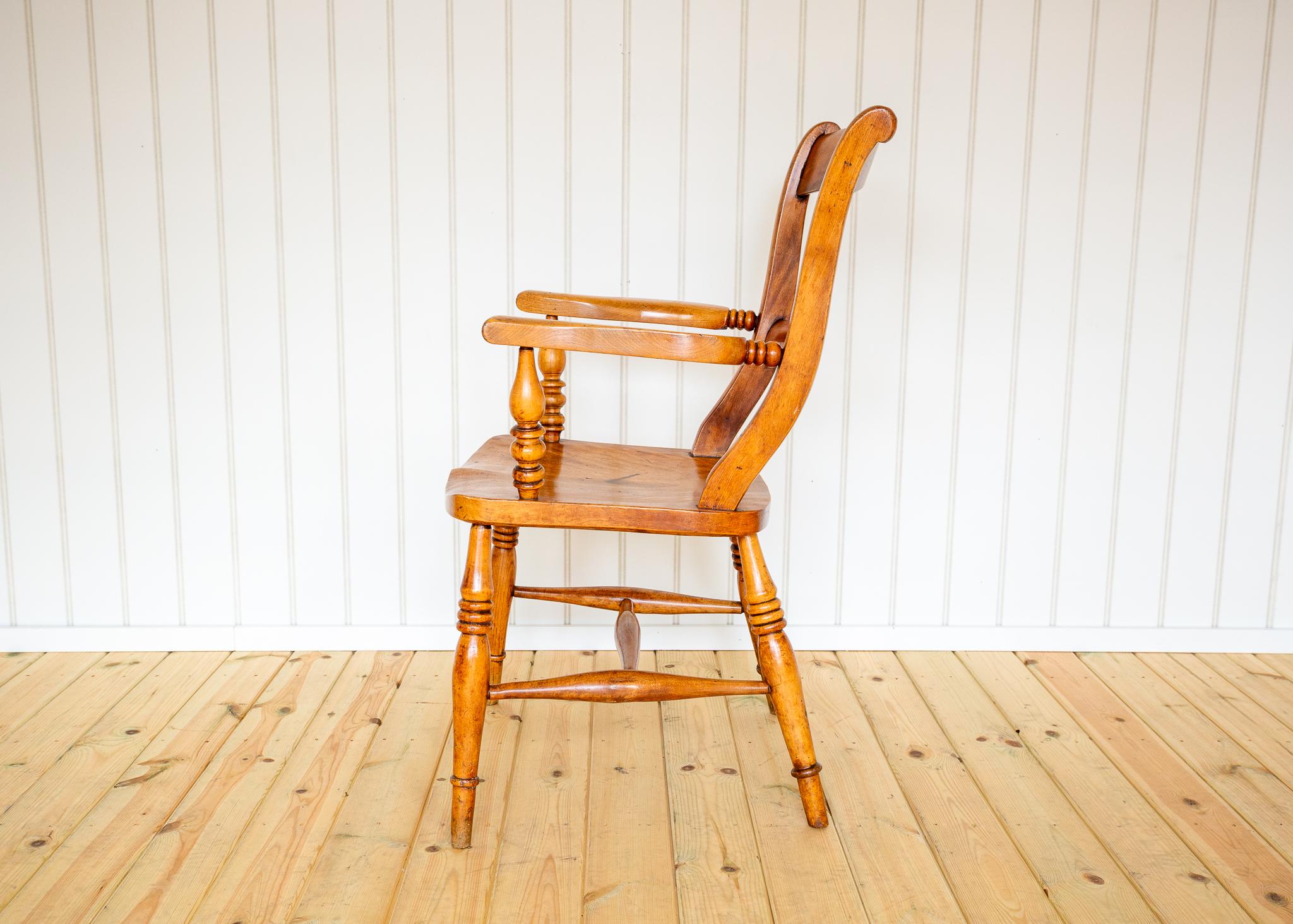 Silla Windsor Antigua Rubio Abedul Satinado Sillón Oxford con Respaldo de Bar 1850 en venta 6