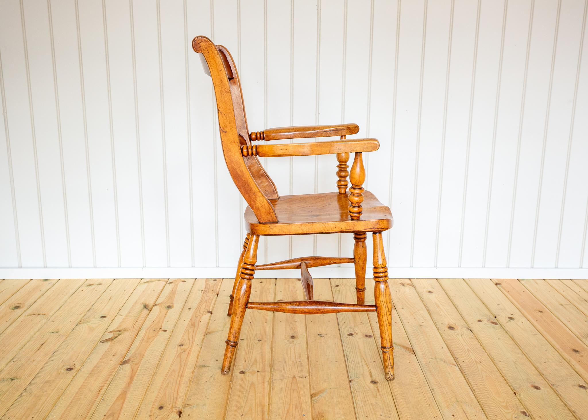 Silla Windsor Antigua Rubio Abedul Satinado Sillón Oxford con Respaldo de Bar 1850 en venta 7