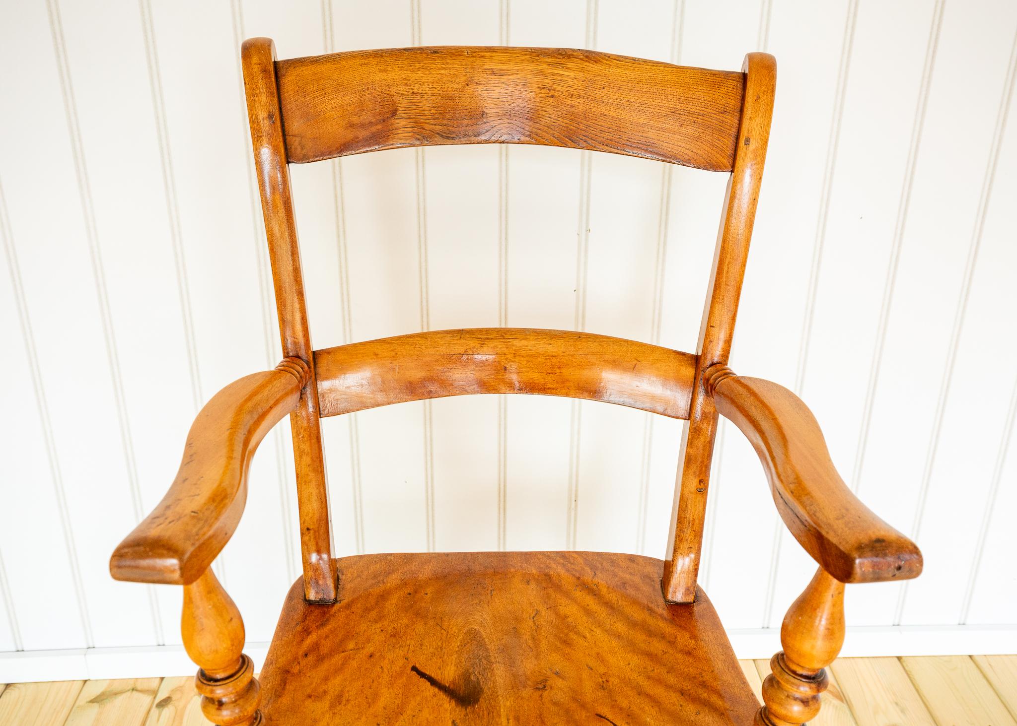 Silla Windsor Antigua Rubio Abedul Satinado Sillón Oxford con Respaldo de Bar 1850 en venta 9