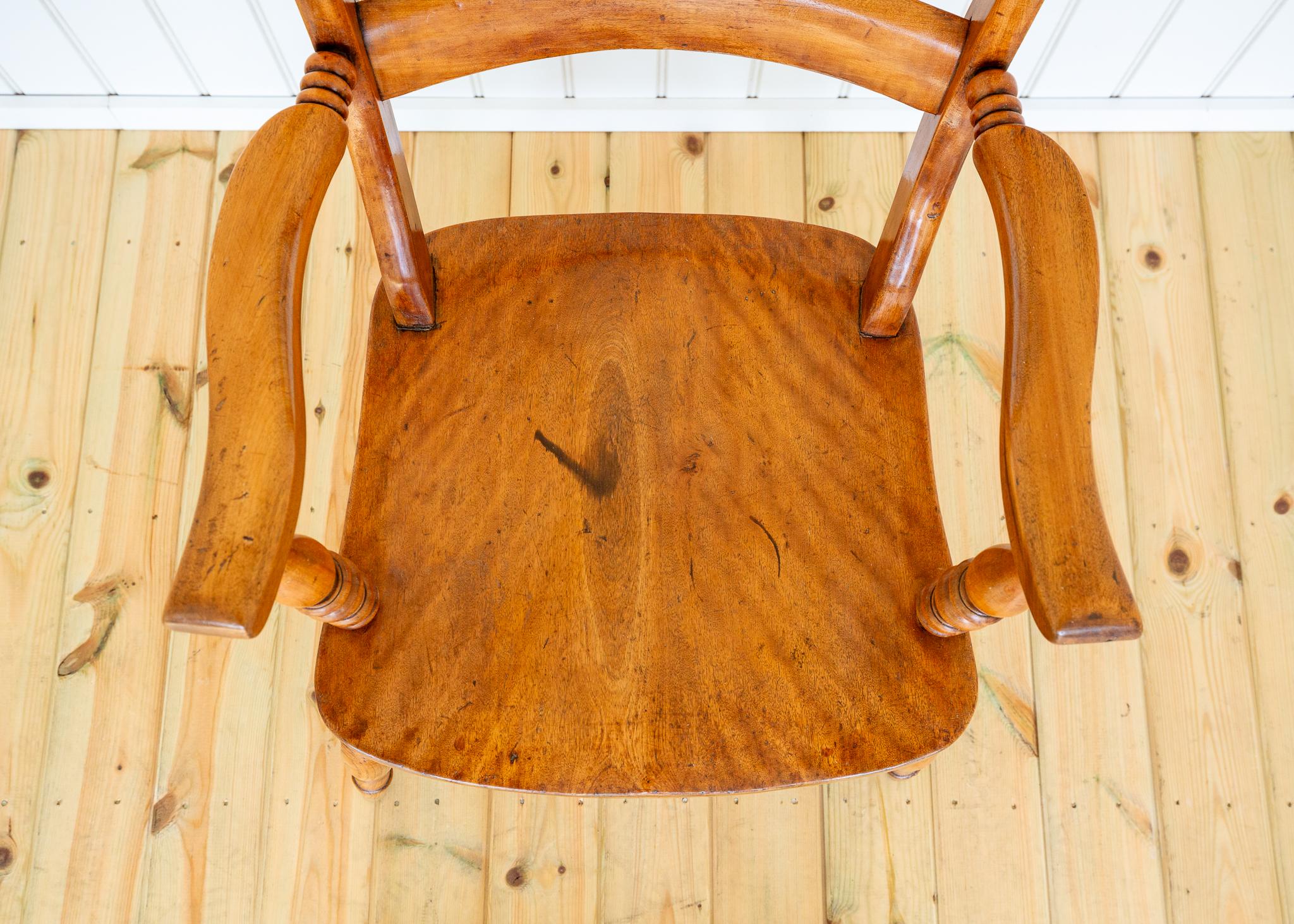 Silla Windsor Antigua Rubio Abedul Satinado Sillón Oxford con Respaldo de Bar 1850 en venta 10