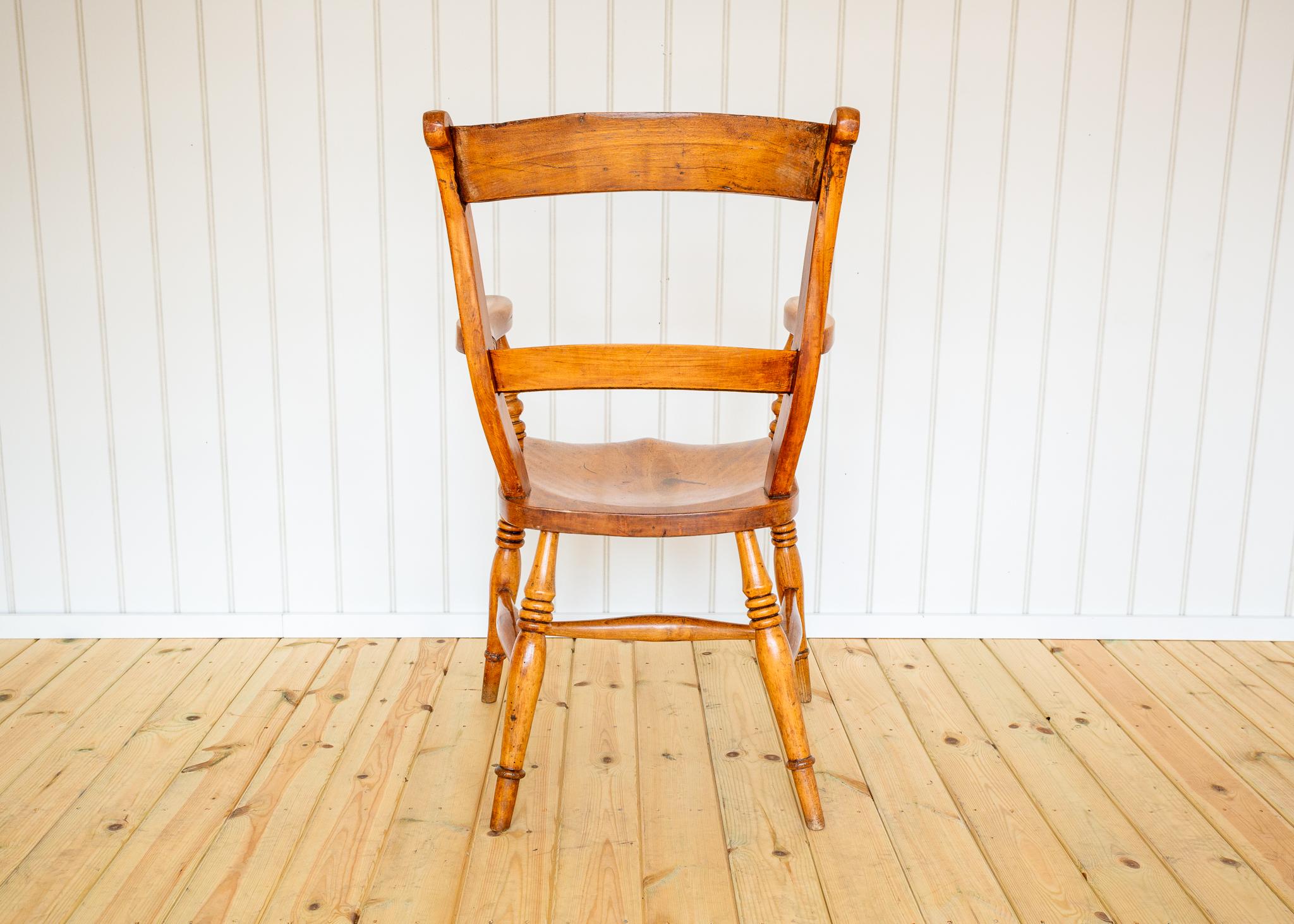 Silla Windsor Antigua Rubio Abedul Satinado Sillón Oxford con Respaldo de Bar 1850 en venta 11