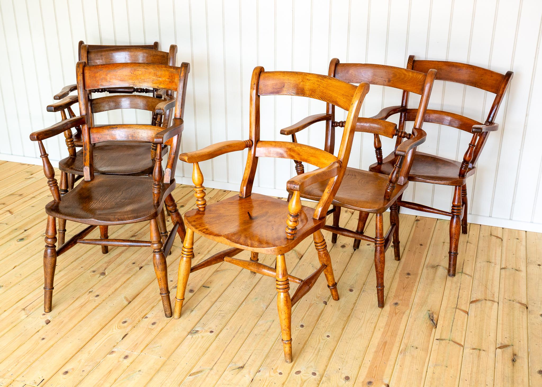 Silla Windsor Antigua Rubio Abedul Satinado Sillón Oxford con Respaldo de Bar 1850 en venta 12