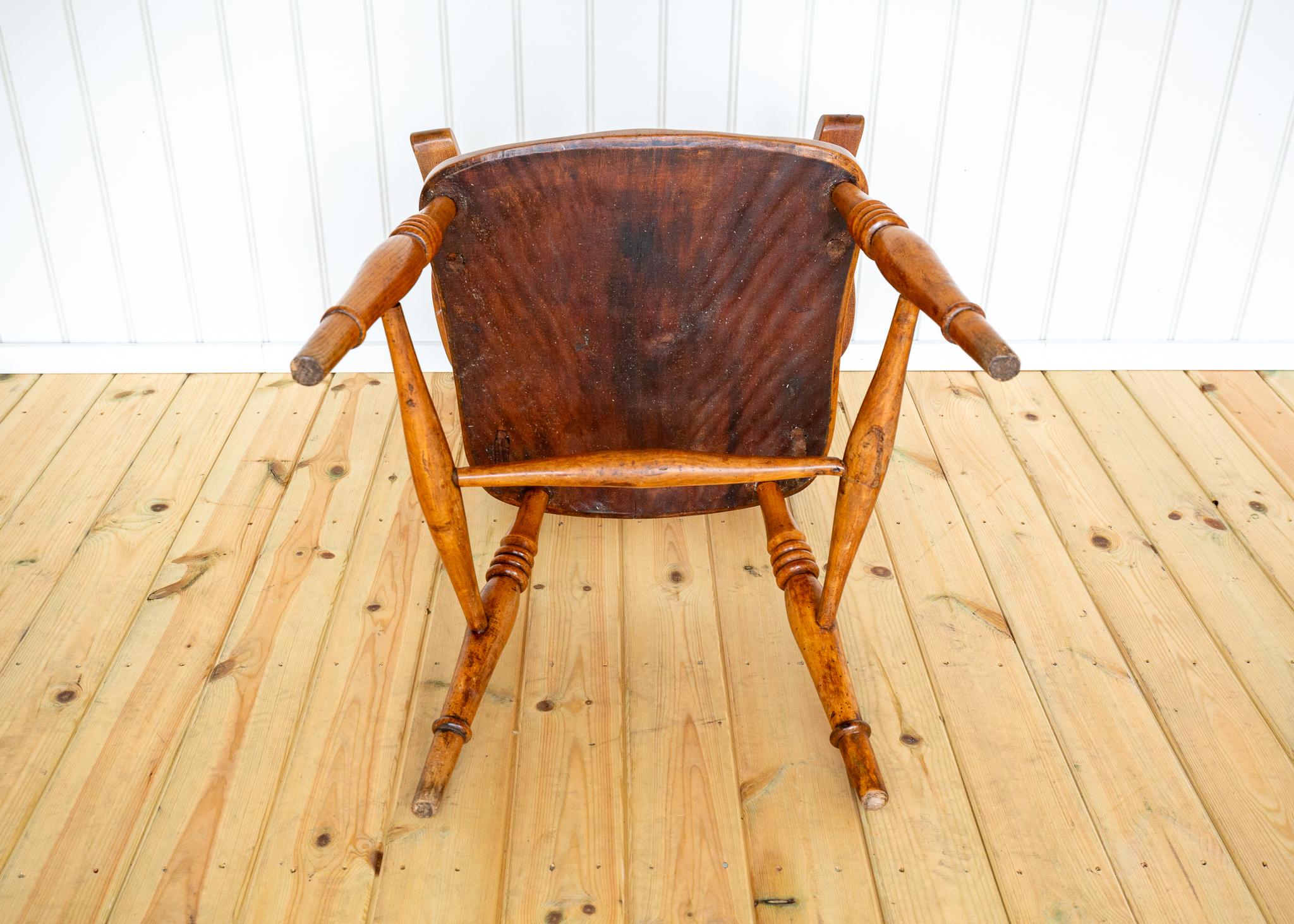Silla Windsor Antigua Rubio Abedul Satinado Sillón Oxford con Respaldo de Bar 1850 en venta 13