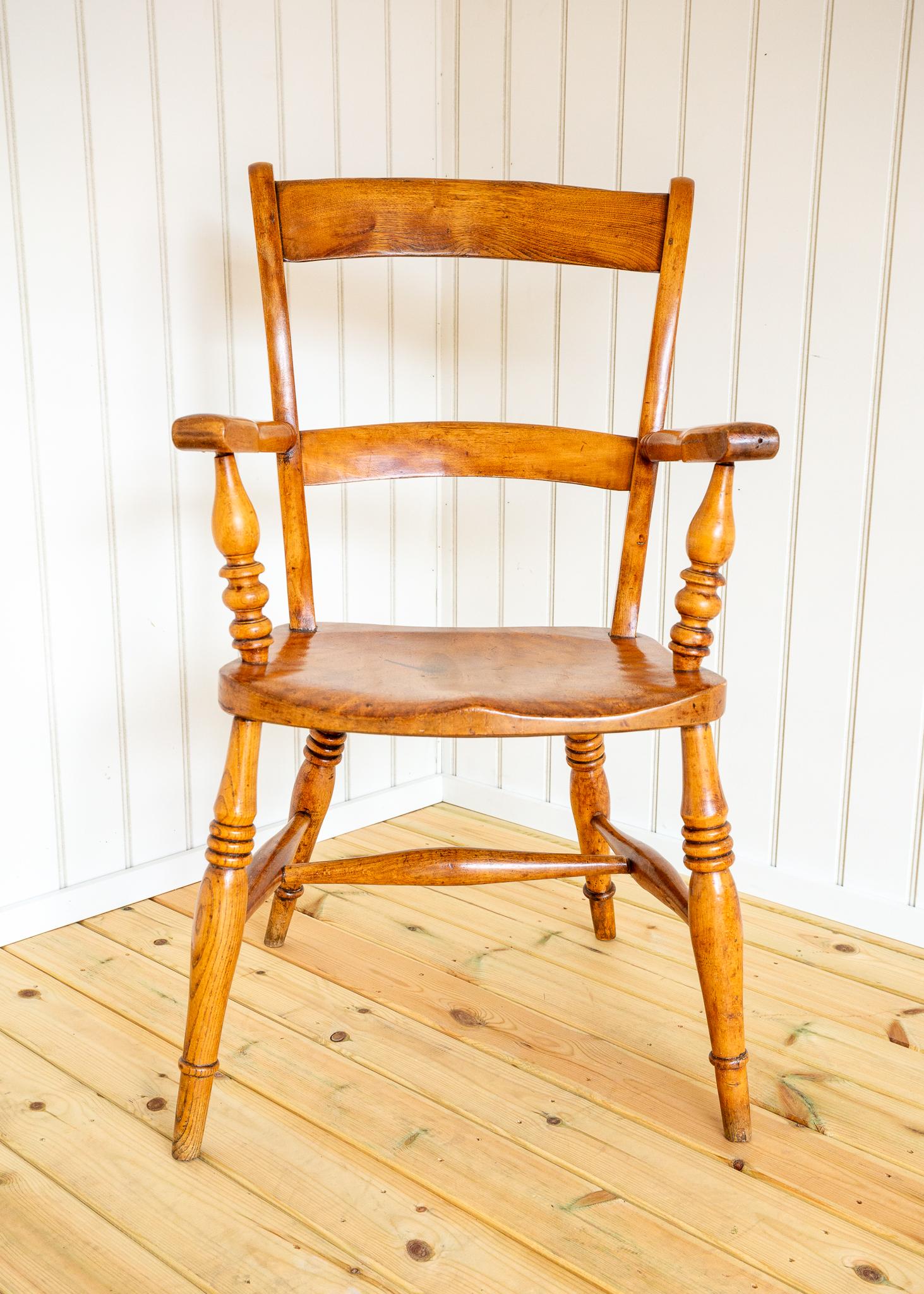 Silla Windsor Antigua Rubio Abedul Satinado Sillón Oxford con Respaldo de Bar 1850 Tallado a mano en venta