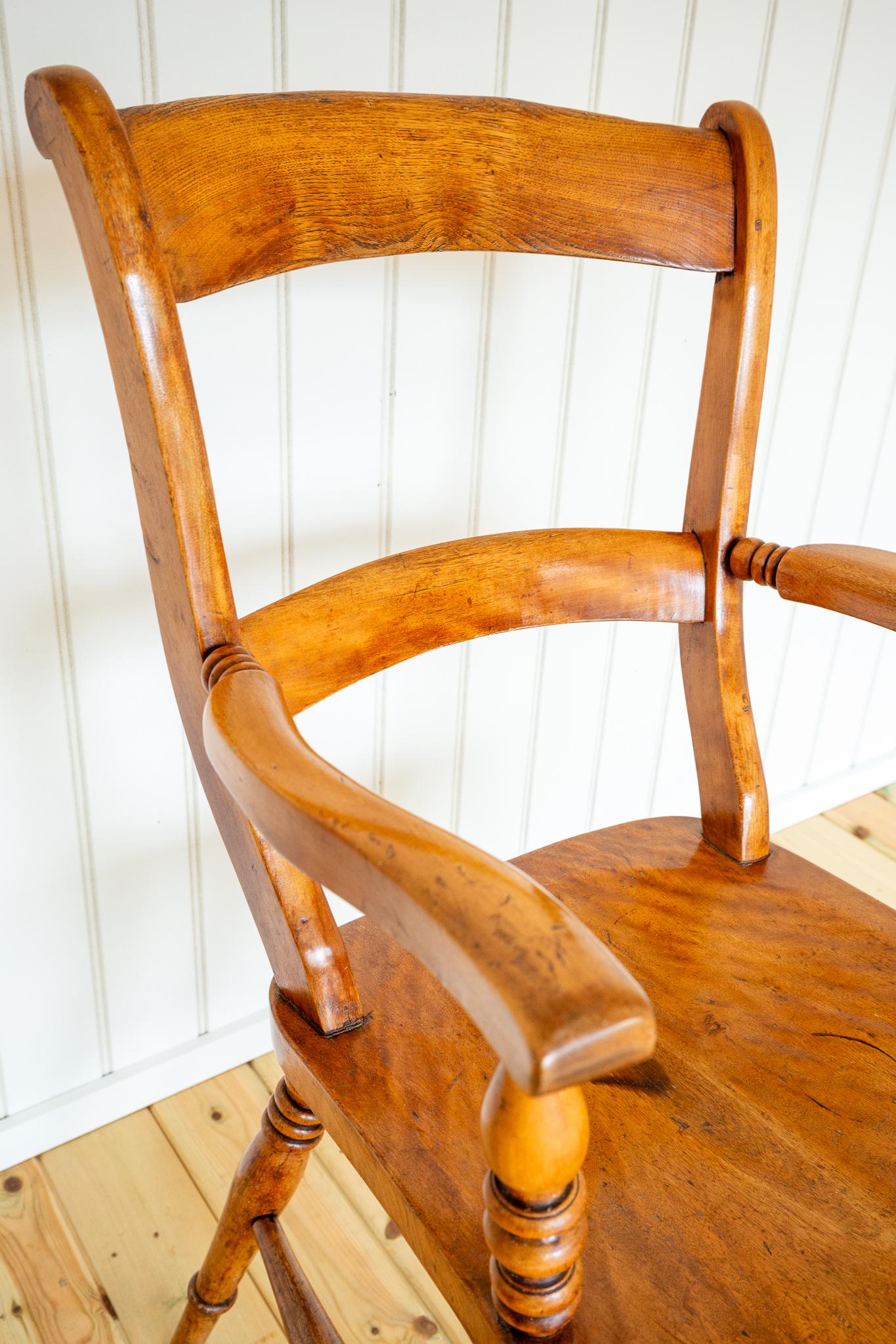 Silla Windsor Antigua Rubio Abedul Satinado Sillón Oxford con Respaldo de Bar 1850 en Bueno estado para la venta en London, GB